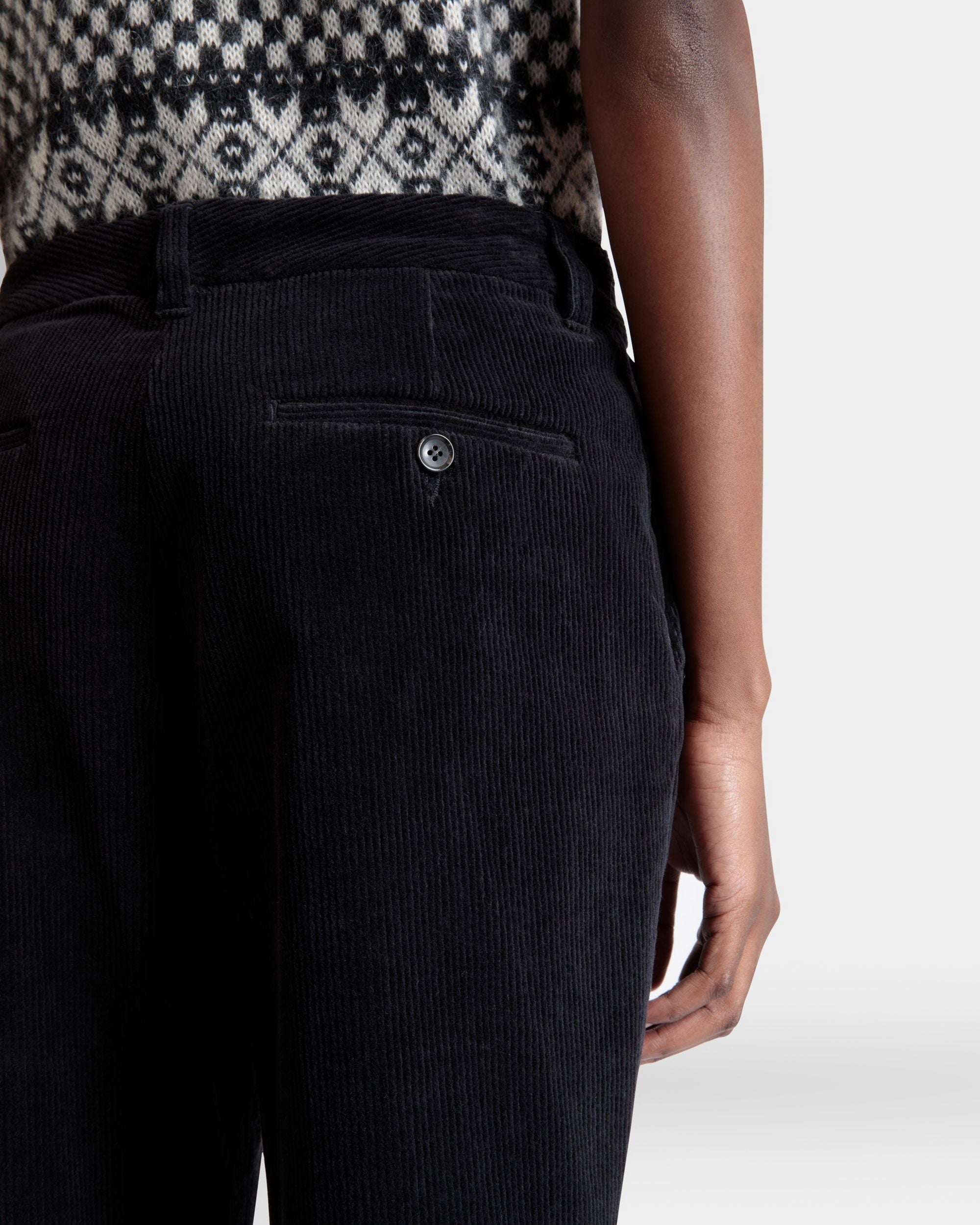 Bally Global - Flared Pants In Black Cotton Corduroy - Black