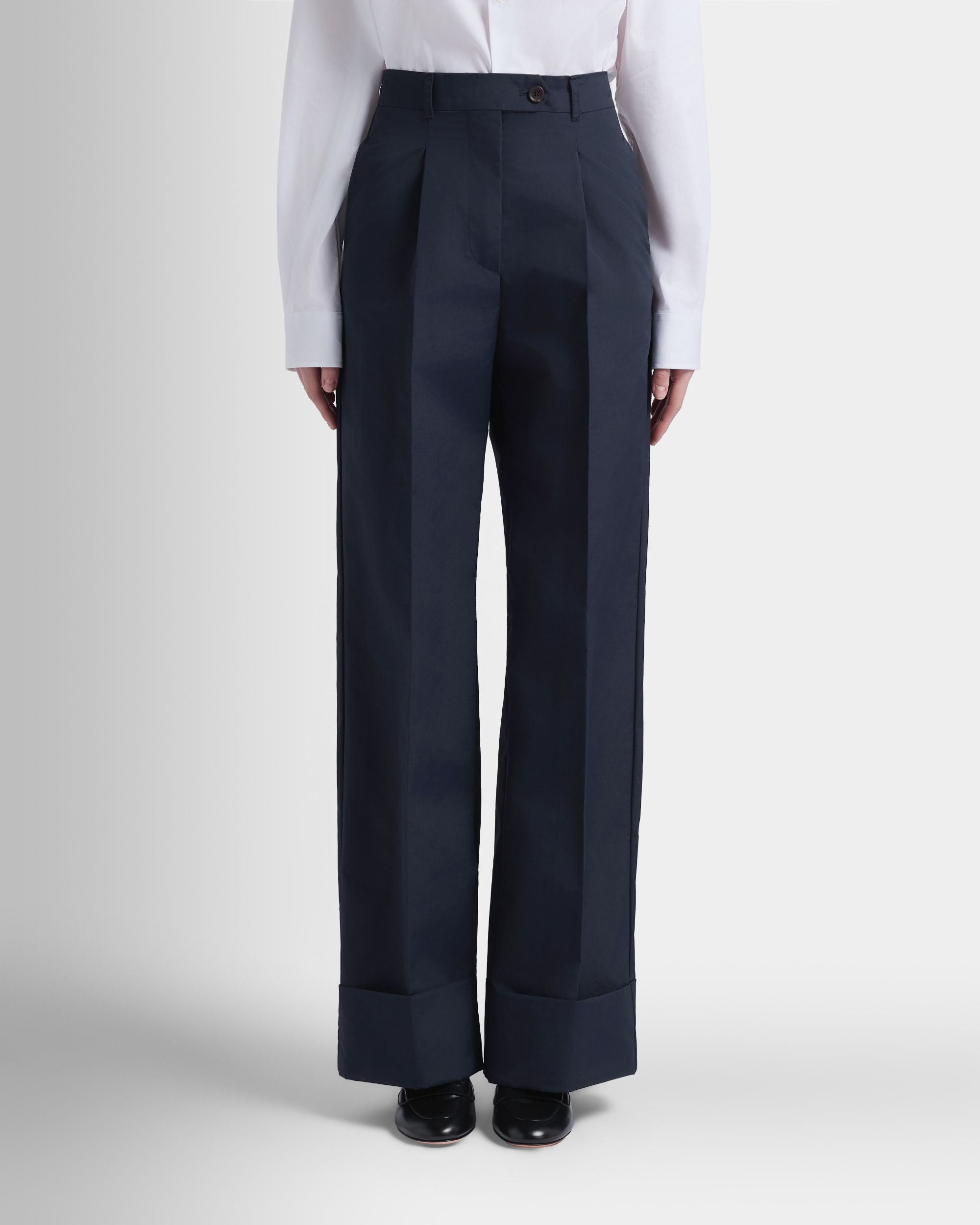 Bally Global - Trousers in Navy Blue Nylon - Blue