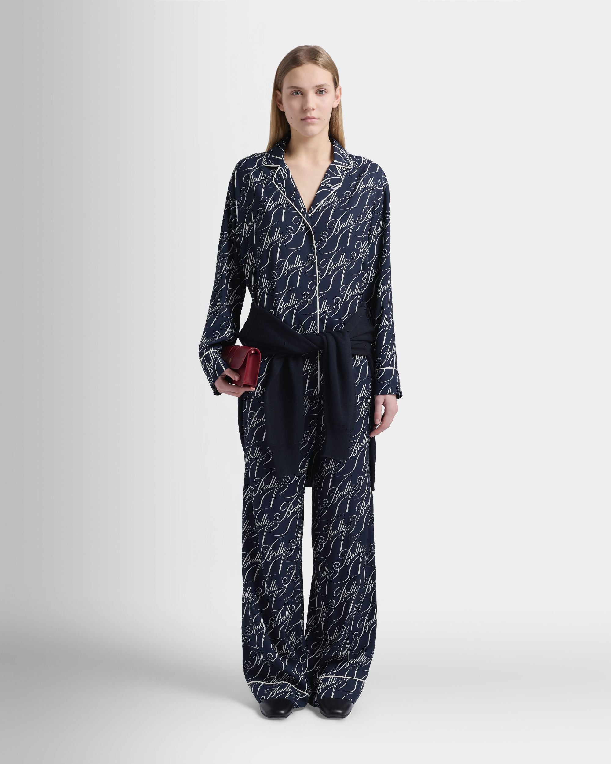 Bally Global - Christmas Capsule Pants in Navy Blue Twill - Blue