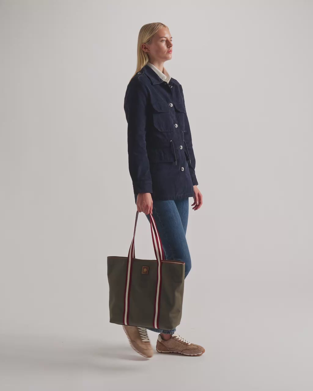 Bally Global - Edelbliss Tote Bag in Military Green Canvas with Bally Ribbon - Green