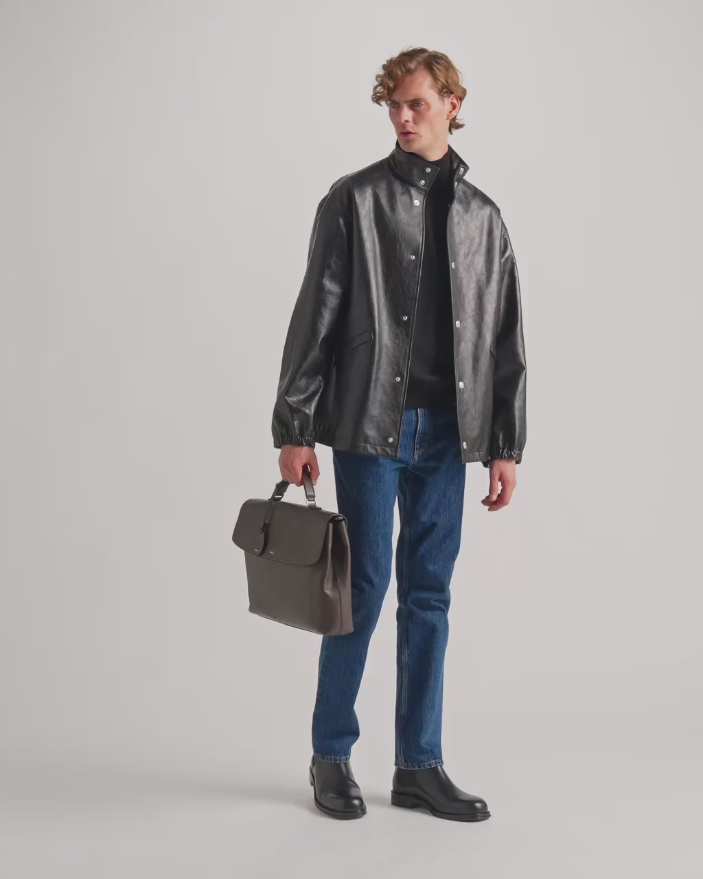 Bally Global - Capitol Briefcase in Ebano Grained Leather - Brown