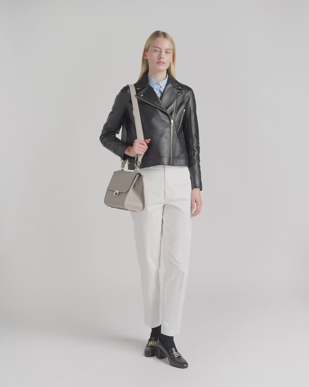 Bally Global - Bolso con asa superior de piel granulada topo - Marrón