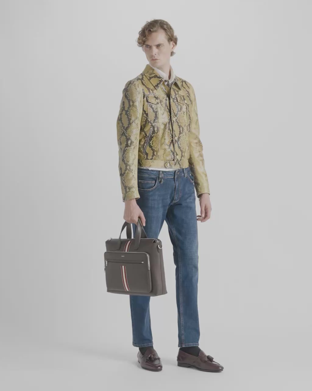 Bally Global - Briefcase in Coffee Leather With a Bally Ribbon - Brown