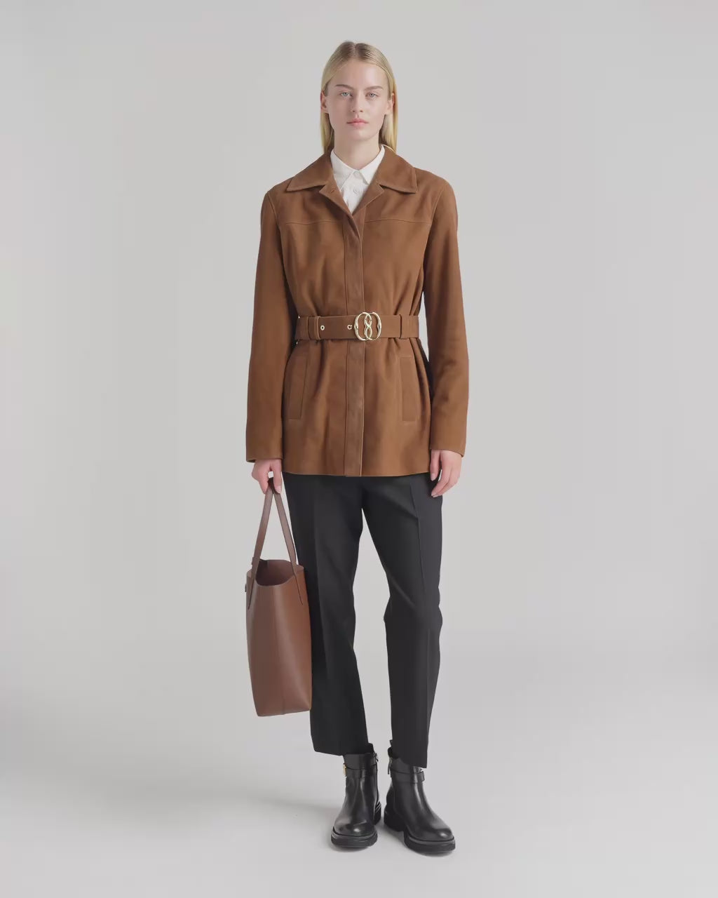 Bally Global - Tote Bag in Brown Grained Leather - Brown