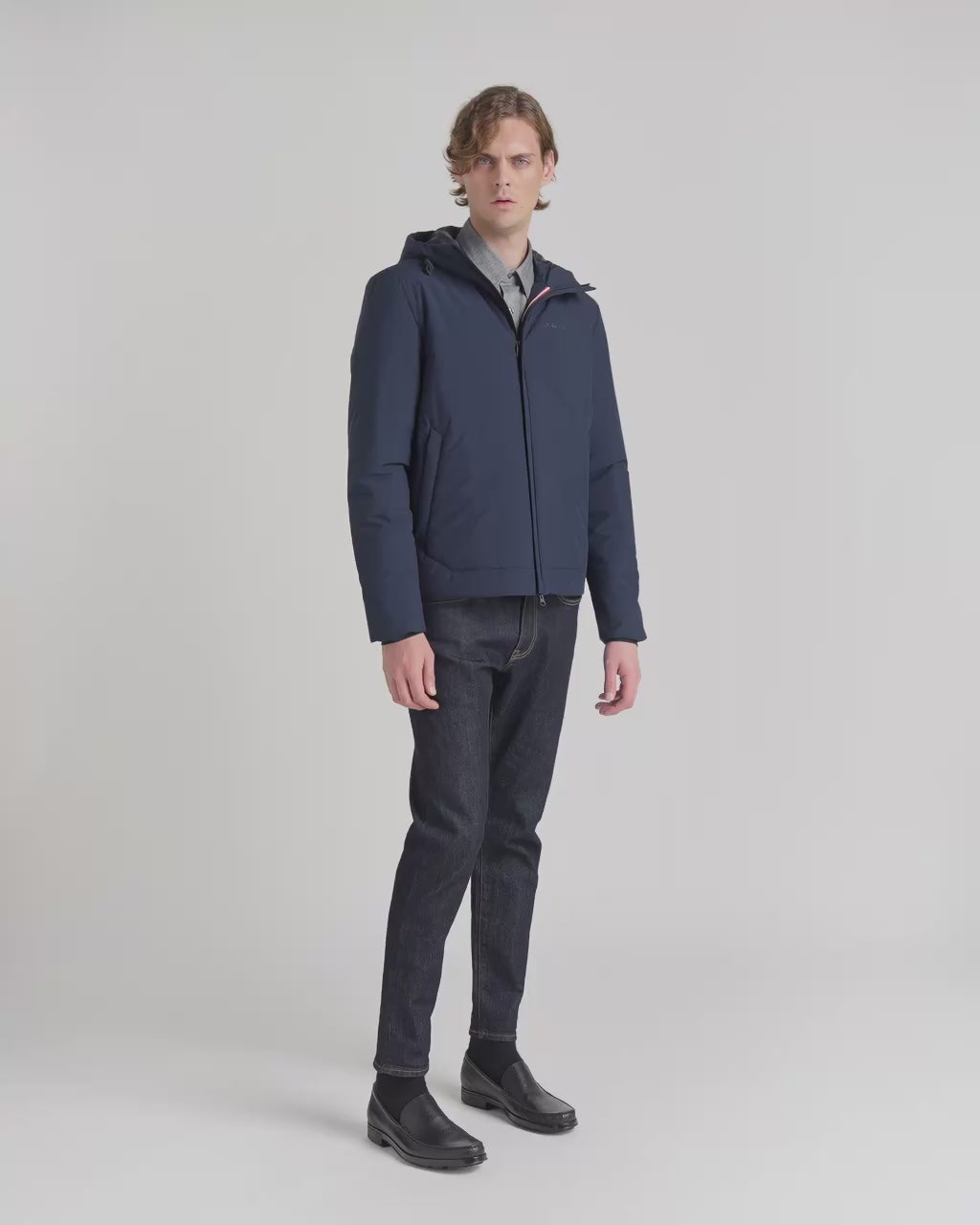 Bally Global - Padded Windbreaker in Navy Blue Recycled Polyester - Blue