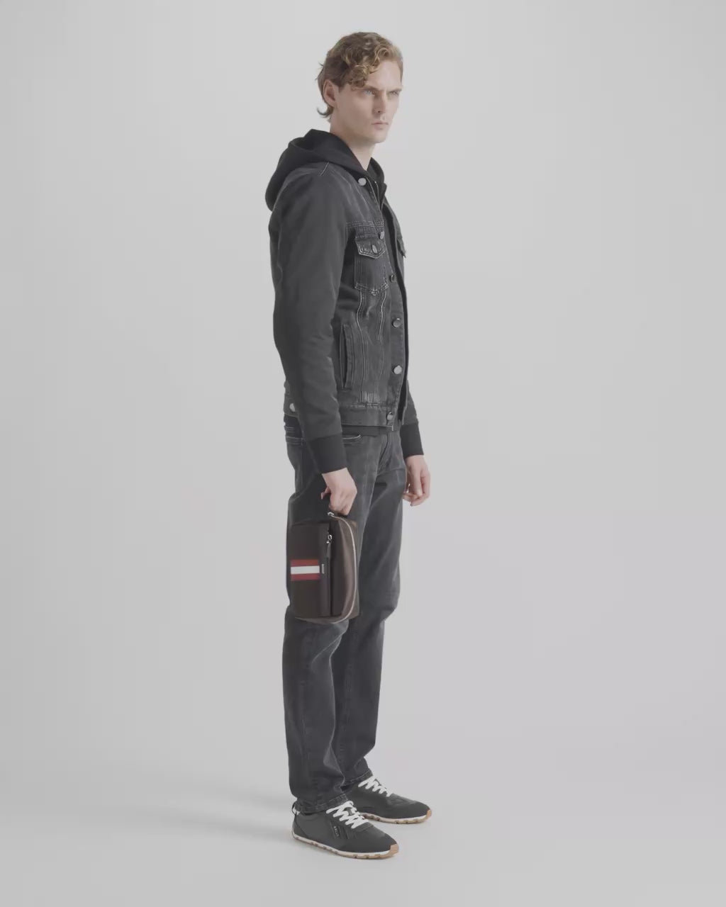 Bally Global - Travel Pouch in Coffee Fabric With a Bally Ribbon - Brown