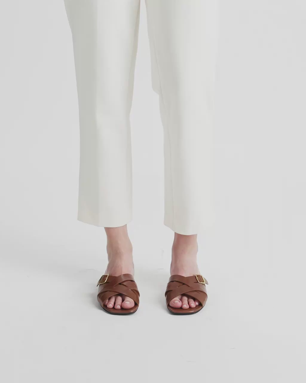 Bally Global - Sandalia plana Essence de piel marrón ámbar - Marrón