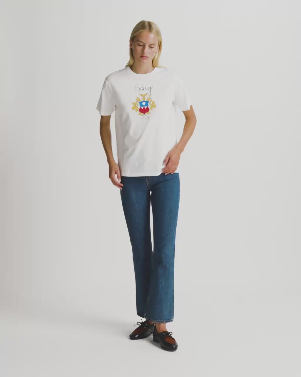 Bally Global - T-Shirt En Coton Blanc Avec Écusson Bally Crest - Blanc