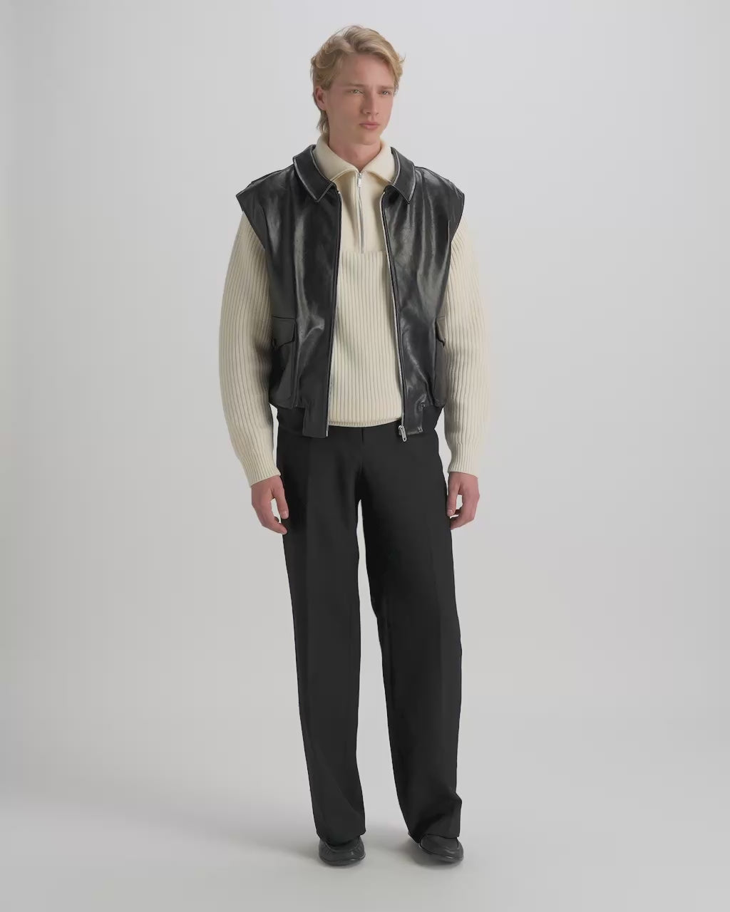 Bally Global - Chaleco De Piel Negra - Negro