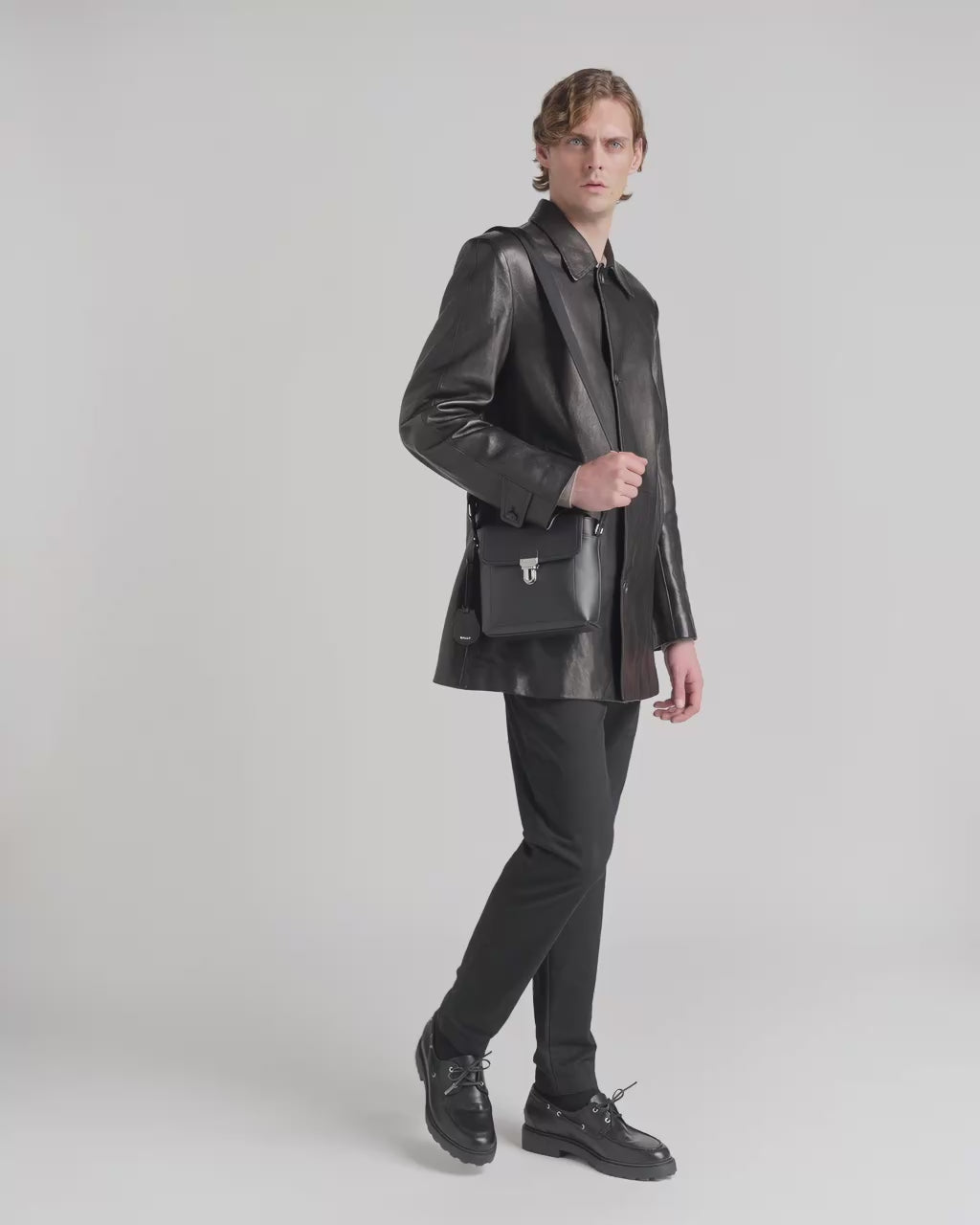 Bally Global - Capitol Crossbody Bag in Black Grained Leather - Black