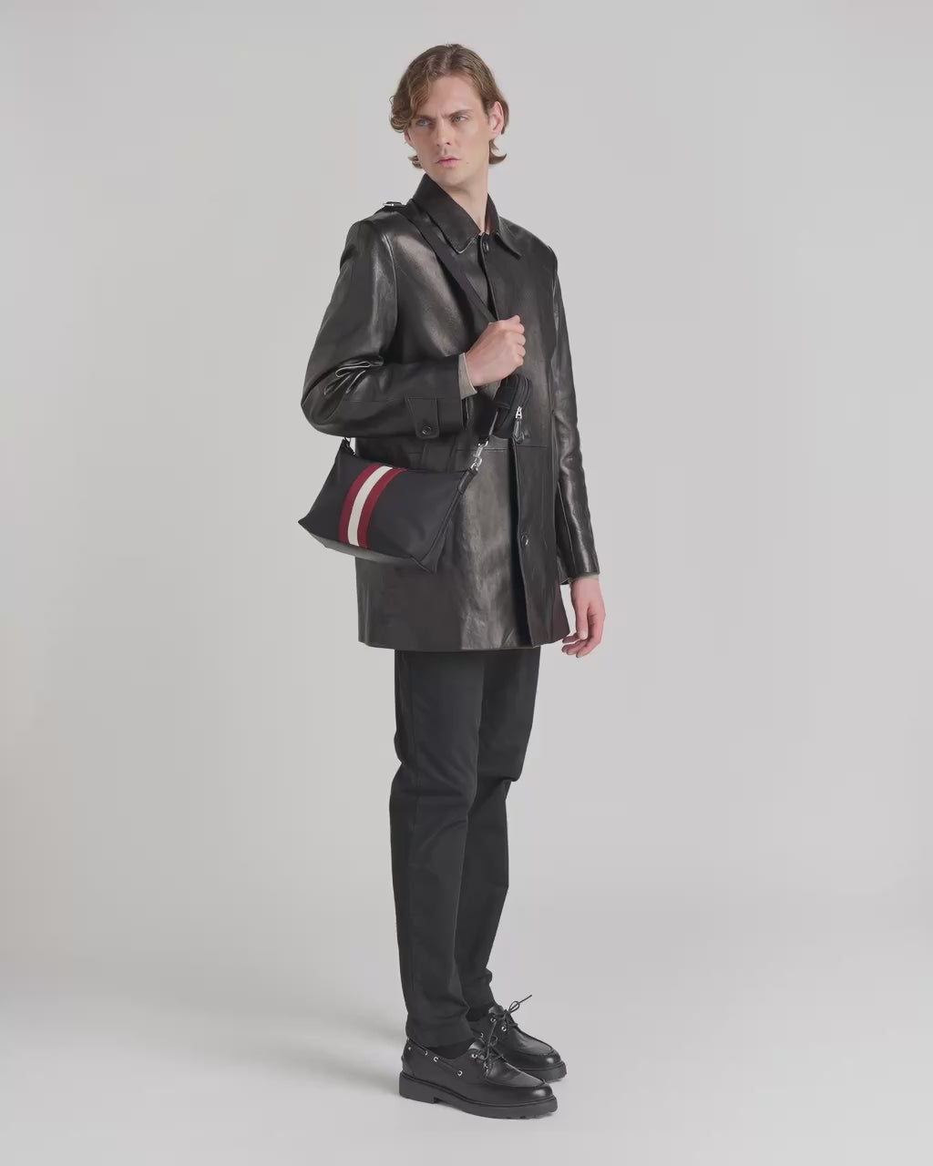Men's Black Code Crossbody Bag in Black Nylon | Bally Global US