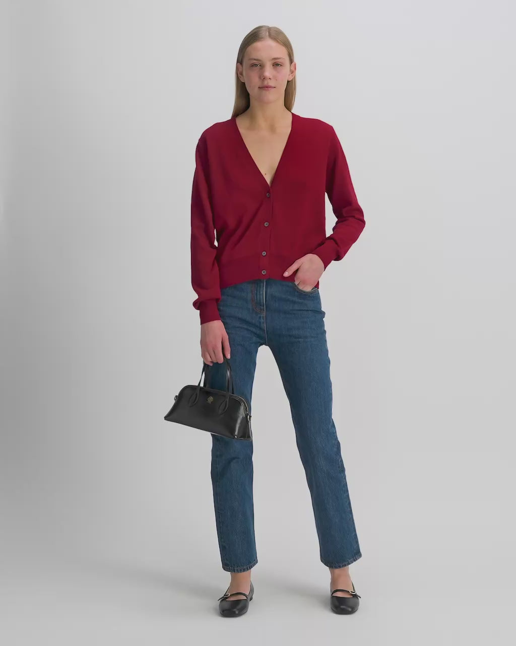 Bally Global - Cardigan in Ruby Red Cotton and Silk - Red