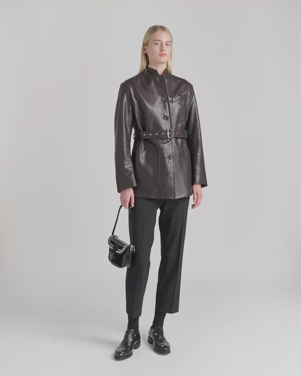 Bally Global - Beckett Small Shoulder Bag in Black Brushed Leather With Studs - Black