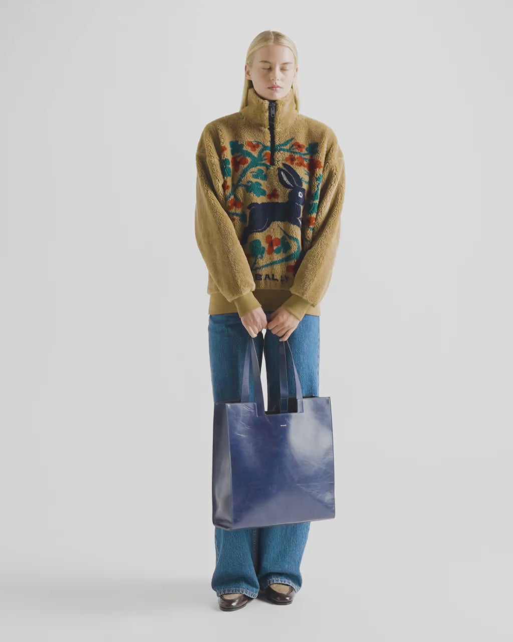 Bally Global - Winter Capsule Half Zip Sweatshirt in Camel Fleece - Beige