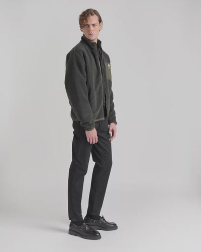 Men's Green Full Zip Sweatshirt in Military Green Fleece With a