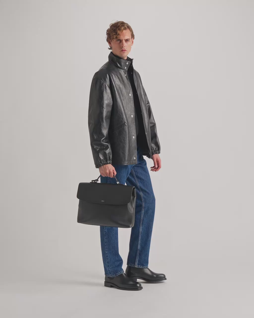 Bally Global - Cartable Capitol En Cuir Grainé Noir - Noir