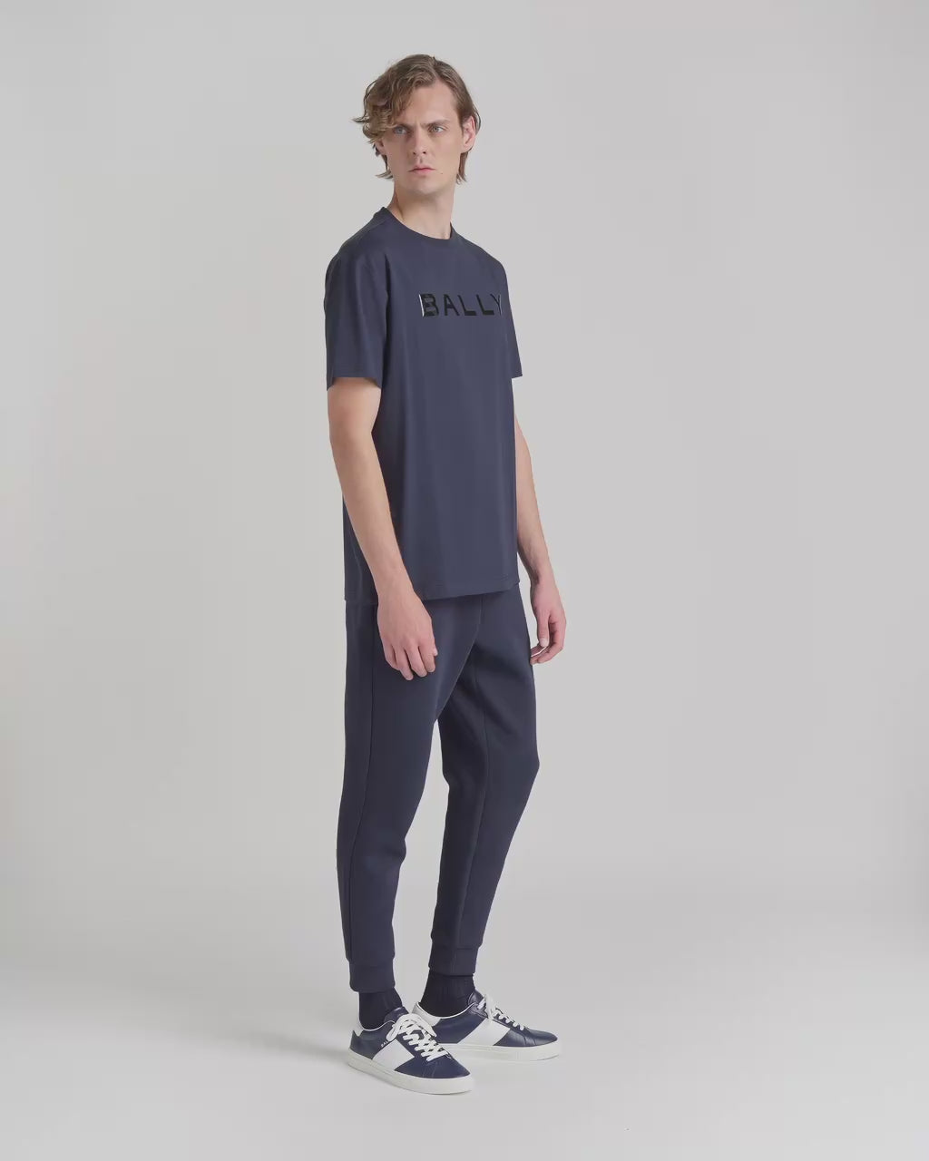 Bally Global - T-Shirt in Navy Blue Cotton Interlock - Blue