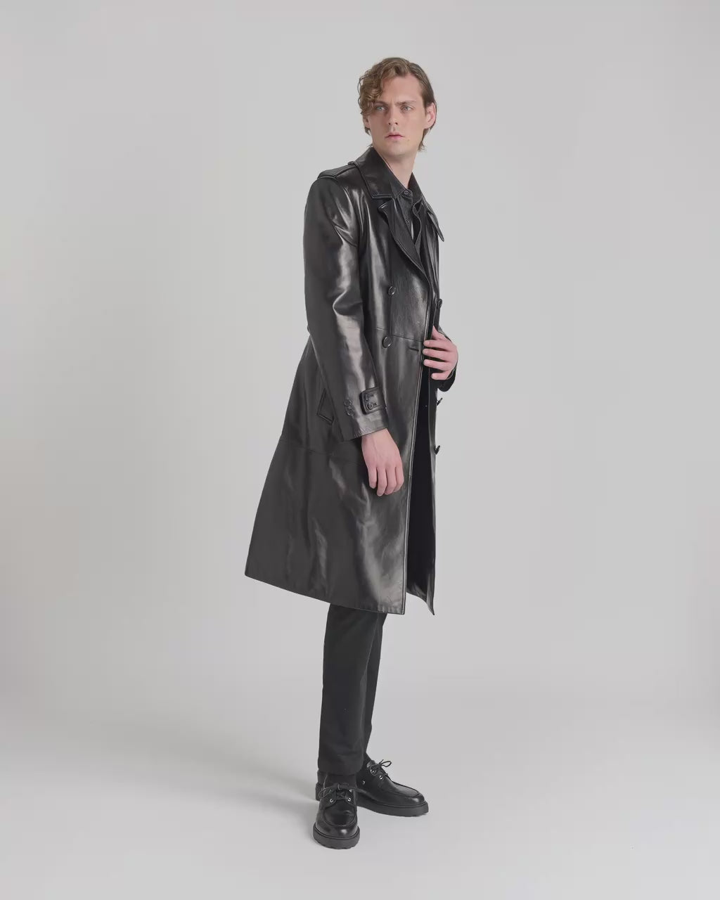 Bally Global - Trench Coat in Black Leather - Black