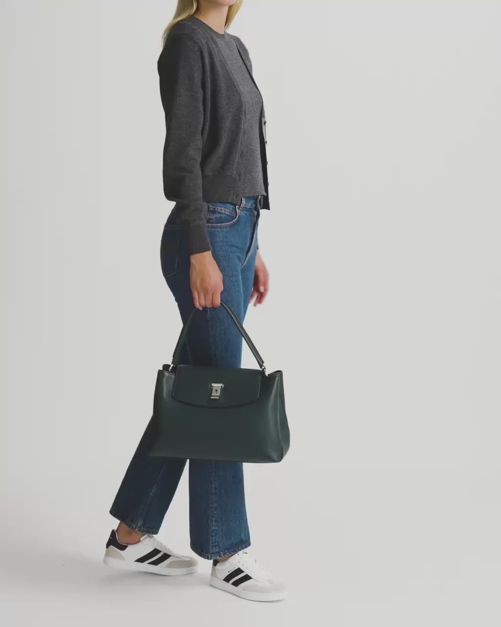 Bally Global - Bolso De Mano Lock Me De Piel Granulada Verde Mármol - Verde
