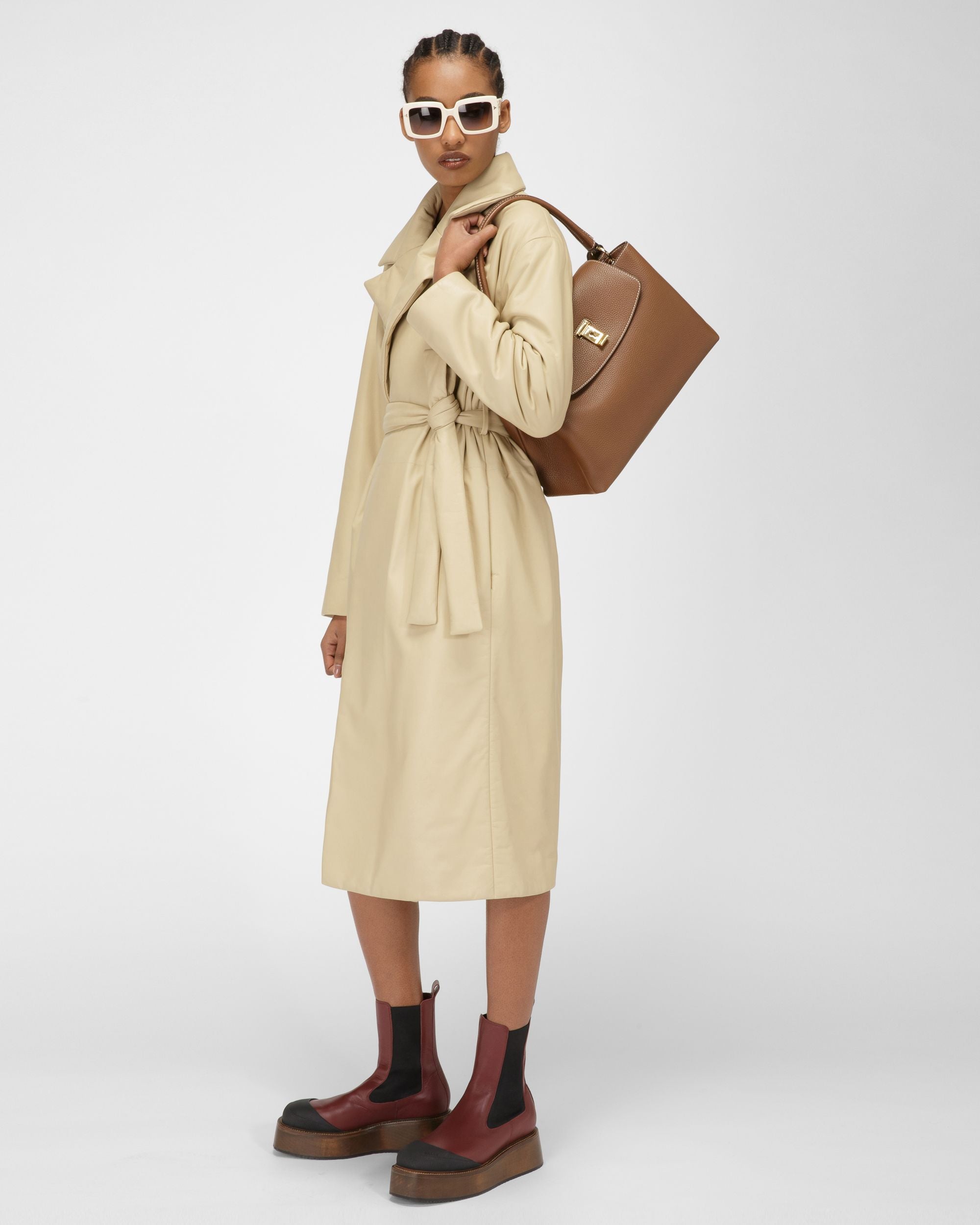 Layka Bolso De Mano En Piel Marrón - Mujer - Bally - 02