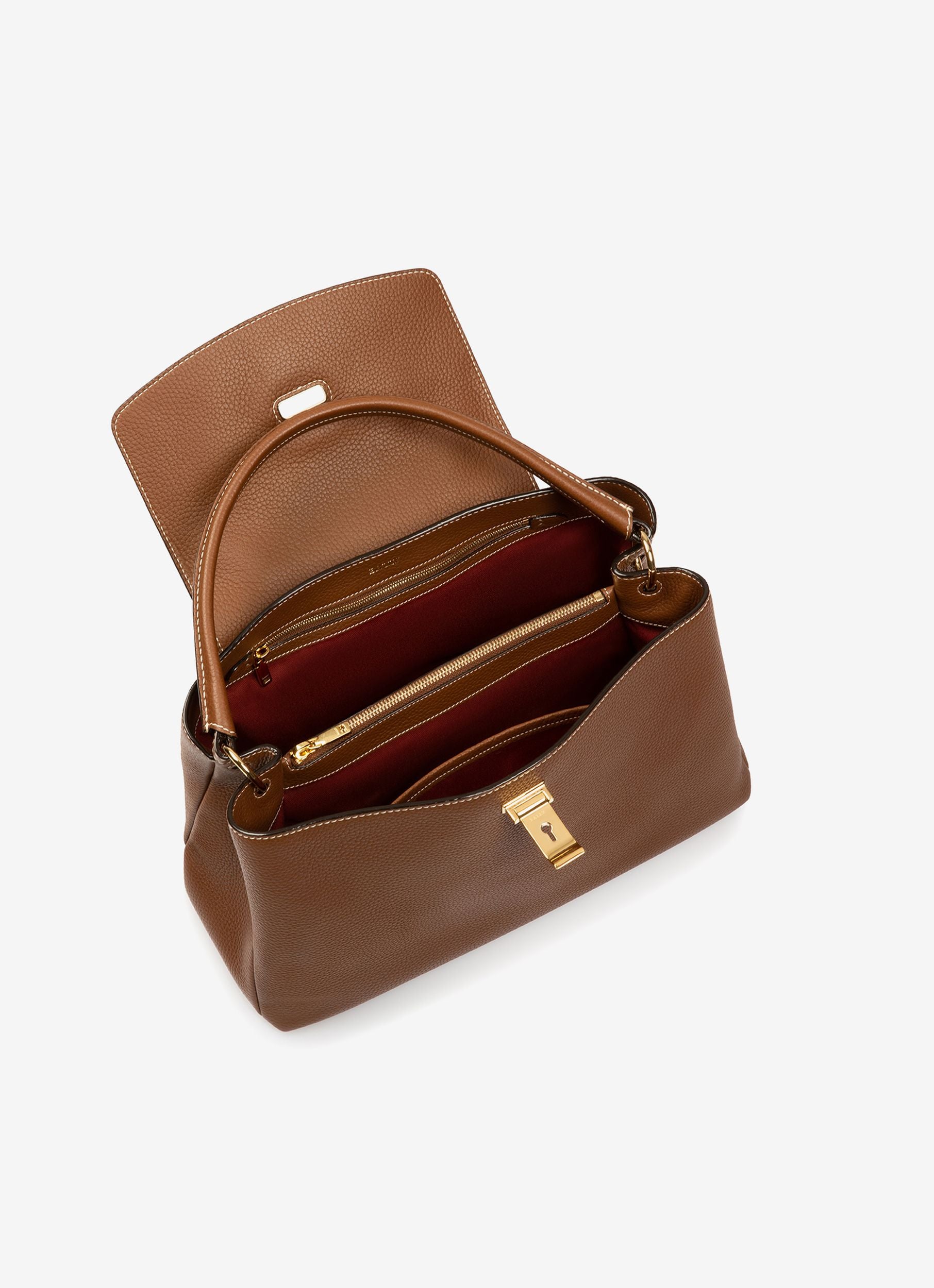 Layka Bolso De Mano En Piel Marrón - Mujer - Bally - 04