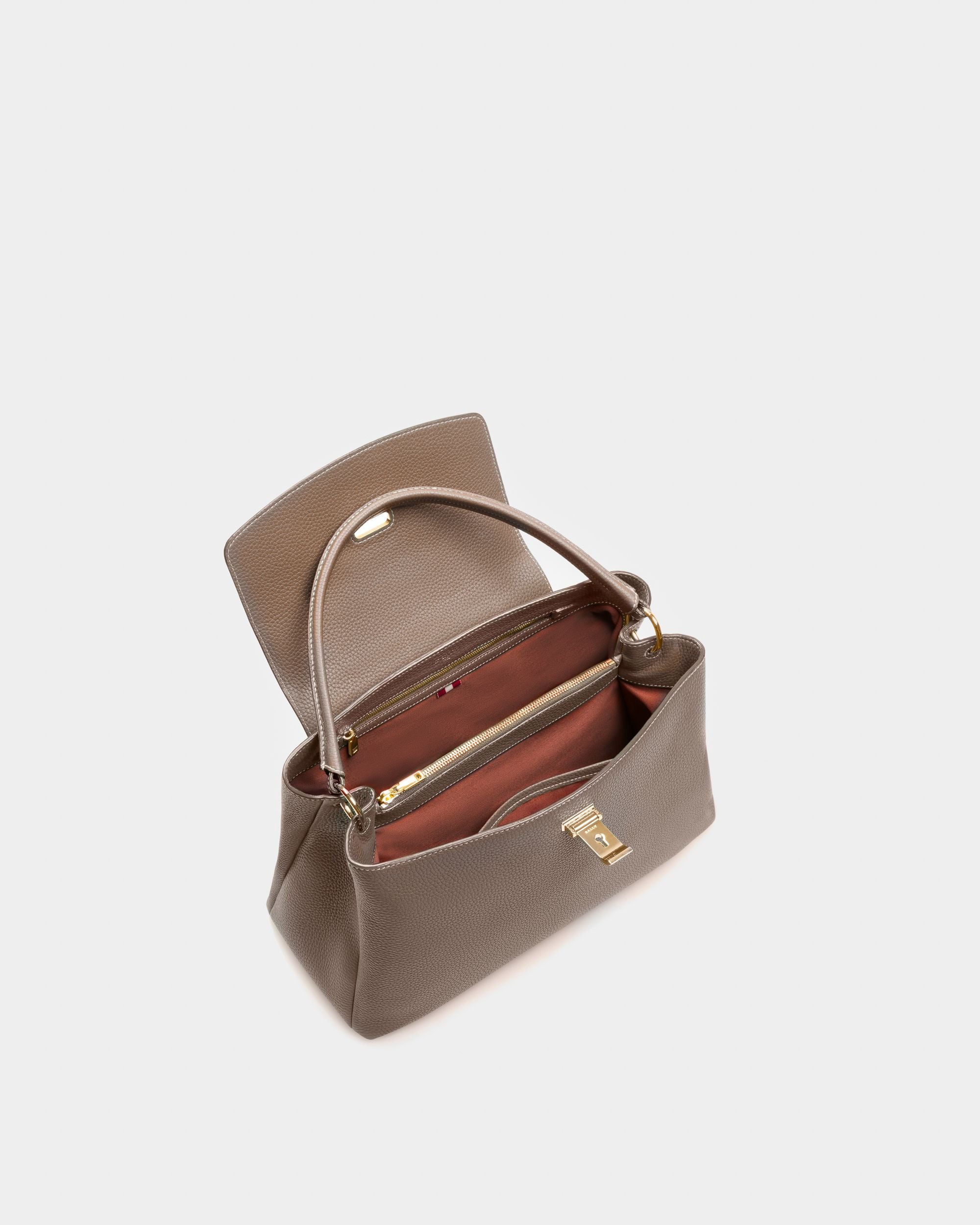 Layka Leather Top Handle Bag In Light Brown - Women's - Bally - 05