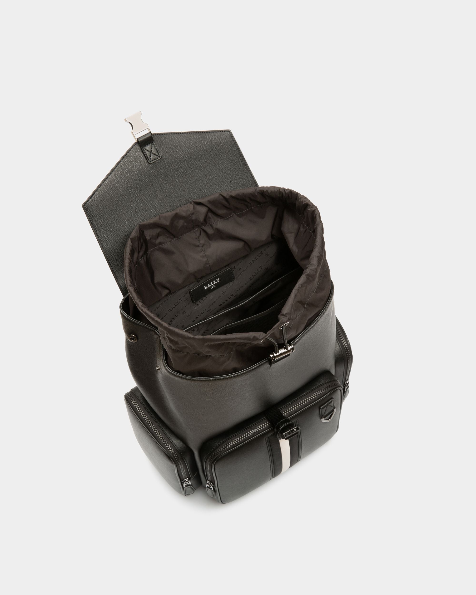 Maxi Recycled Leather Backpack In Black - Men's - Bally - 04