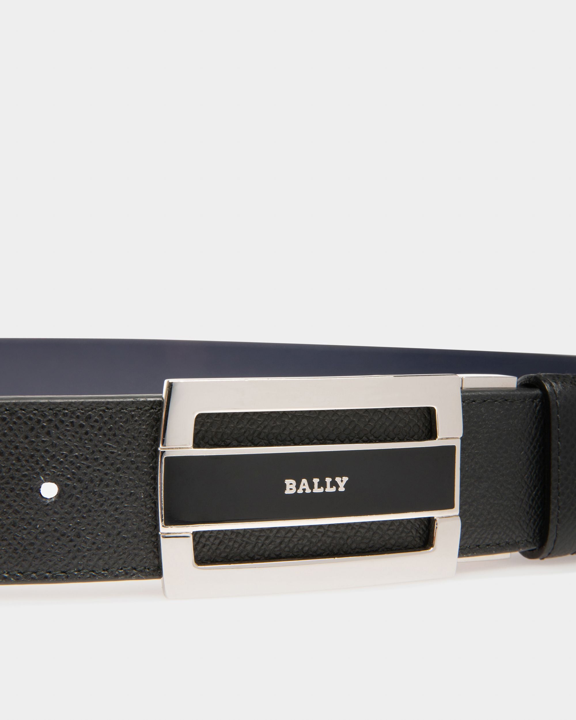 Fabazia Leather 35mm Belt In Black & Navy - Men's - Bally - 03