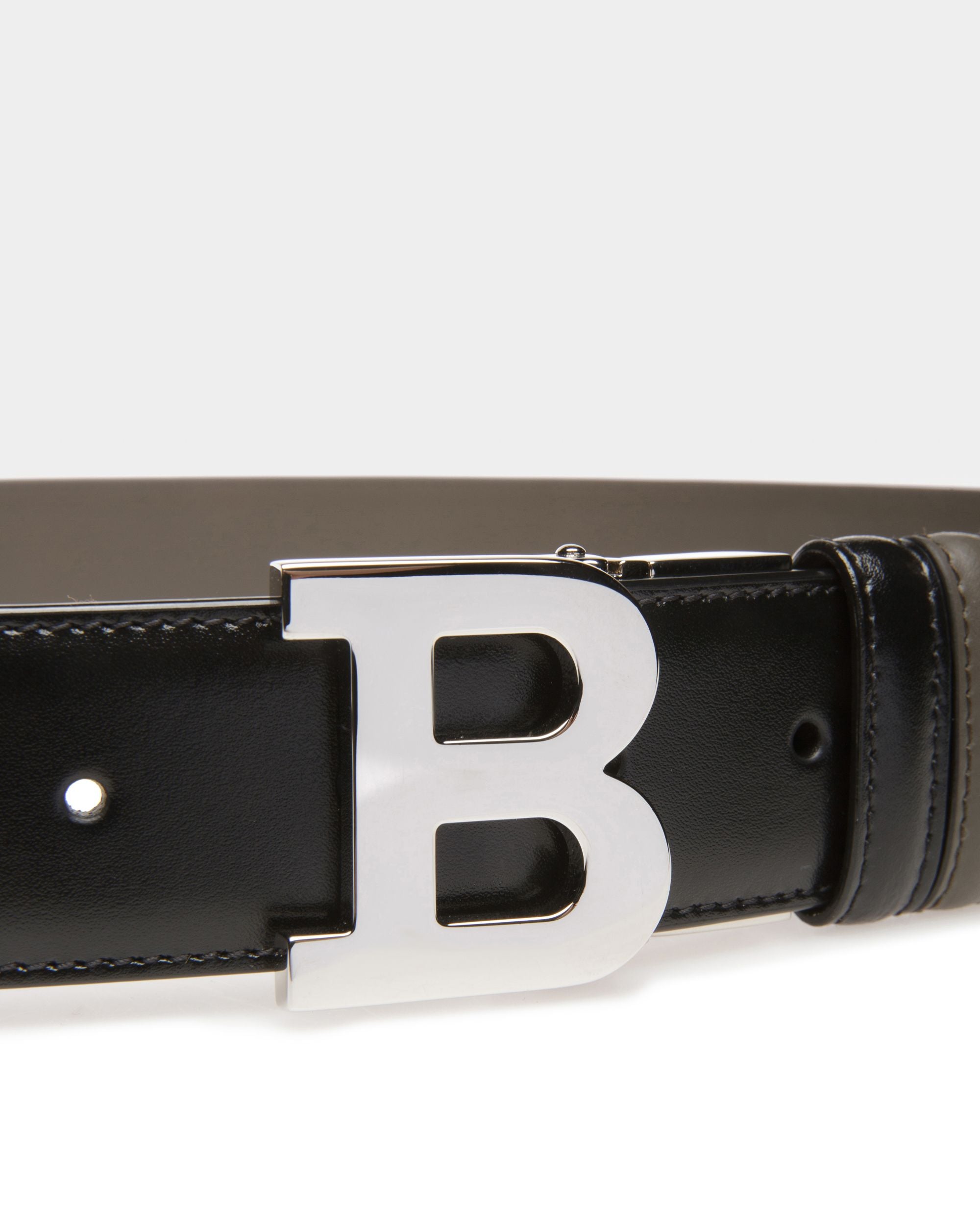 Cinturón Con Hebilla Bally Iconic 35 Mm De Piel En Negro Y Verde Militar - Hombre - Bally - 03
