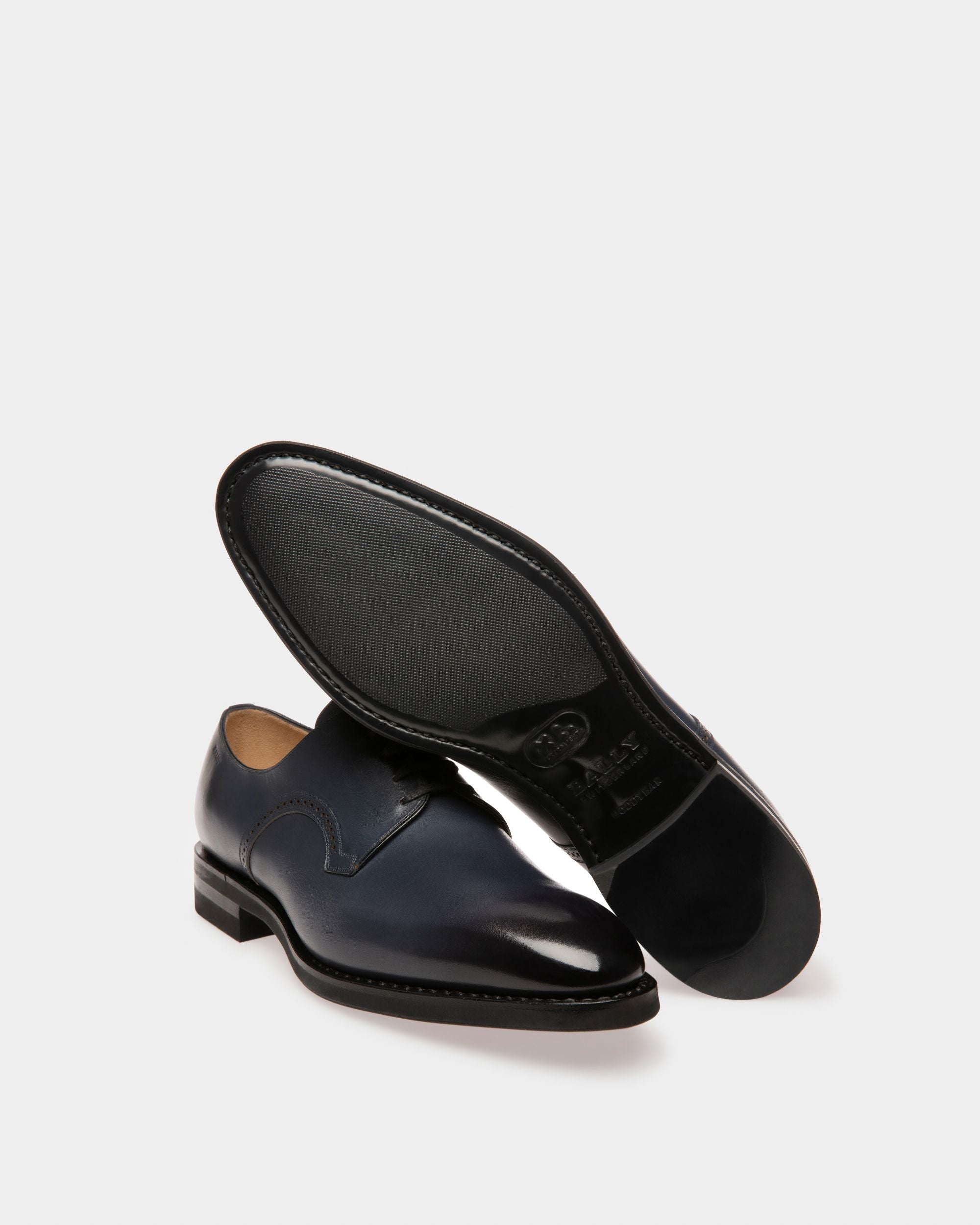Scrivani Zapatos De Estilo Derby En Piel De Color Azul Marino - Hombre - Bally - 04