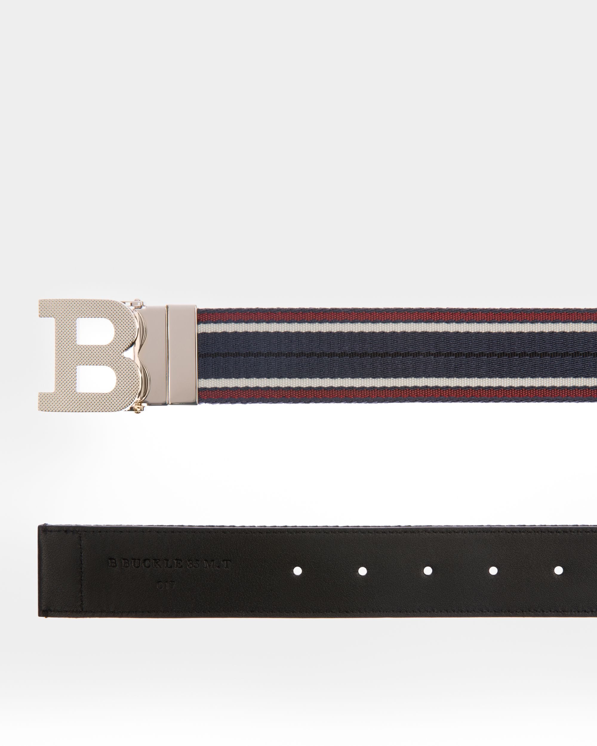 B Buckle Fabric 35Mm Belt In Navy - Men's - Bally - 02