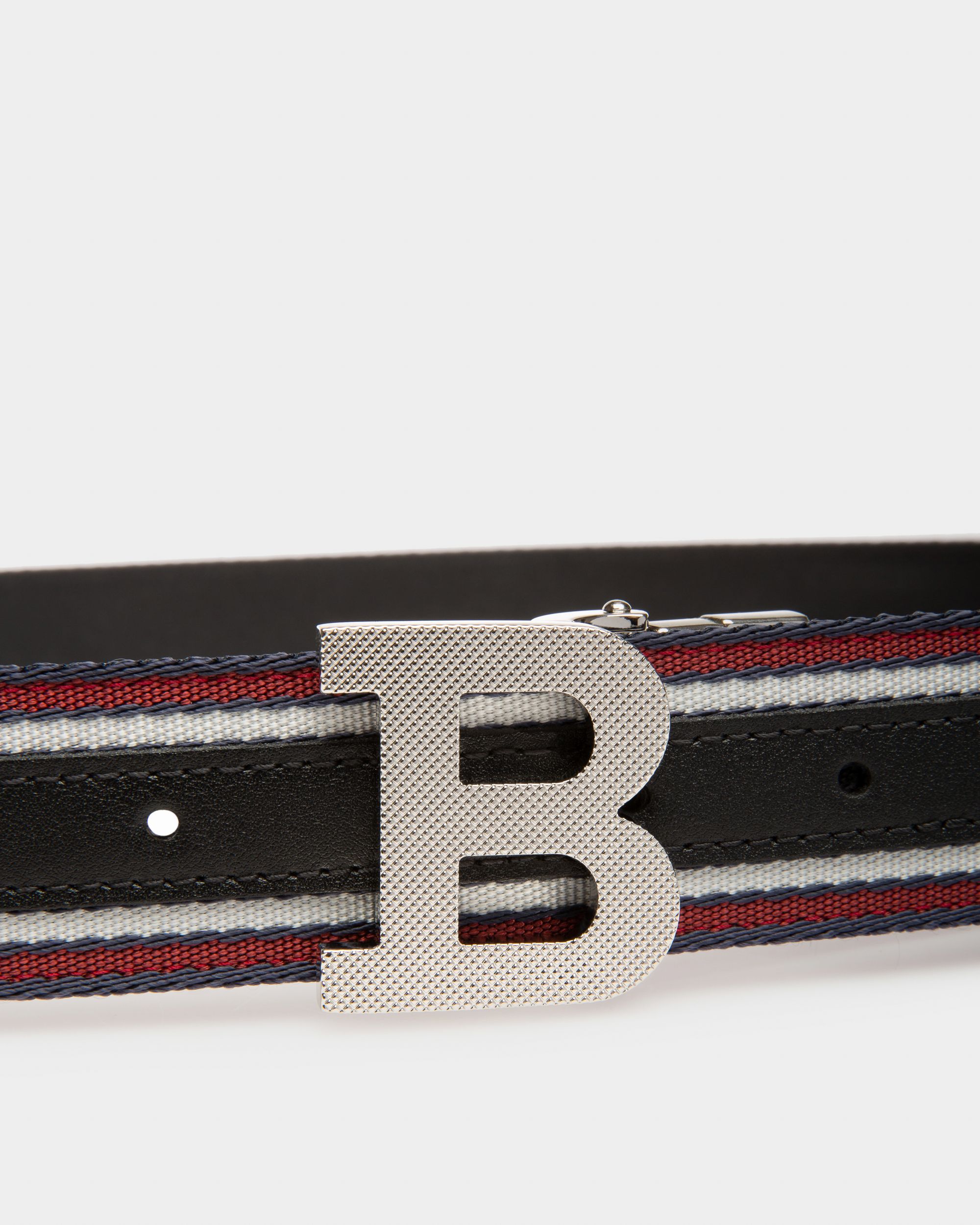 B Buckle Fabric 35Mm Belt In Navy - Men's - Bally - 03