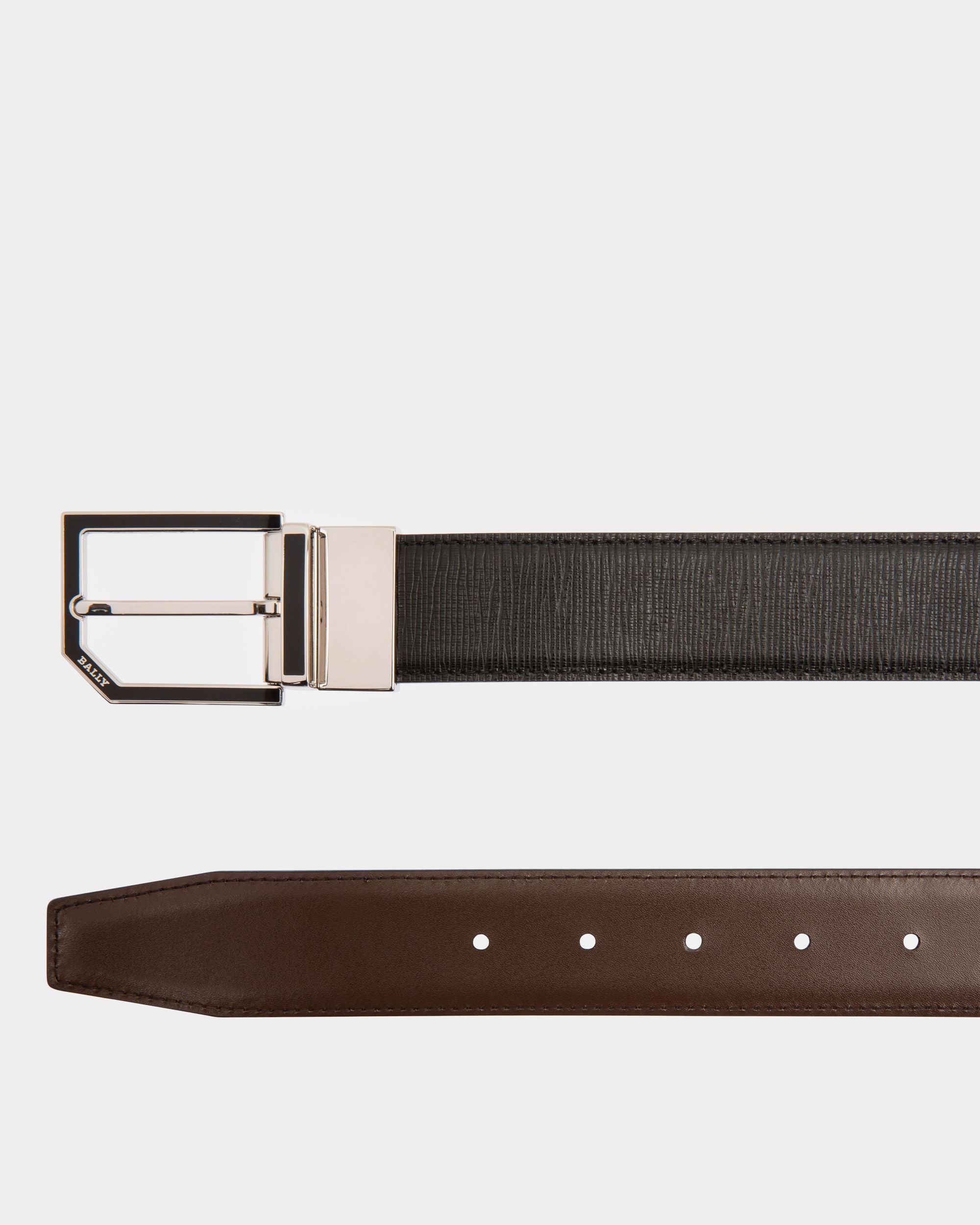 Cinturón Charlton 35 Mm Ajustable Y Reversible De Piel Negra Y Marrón - Hombre - Bally - 02