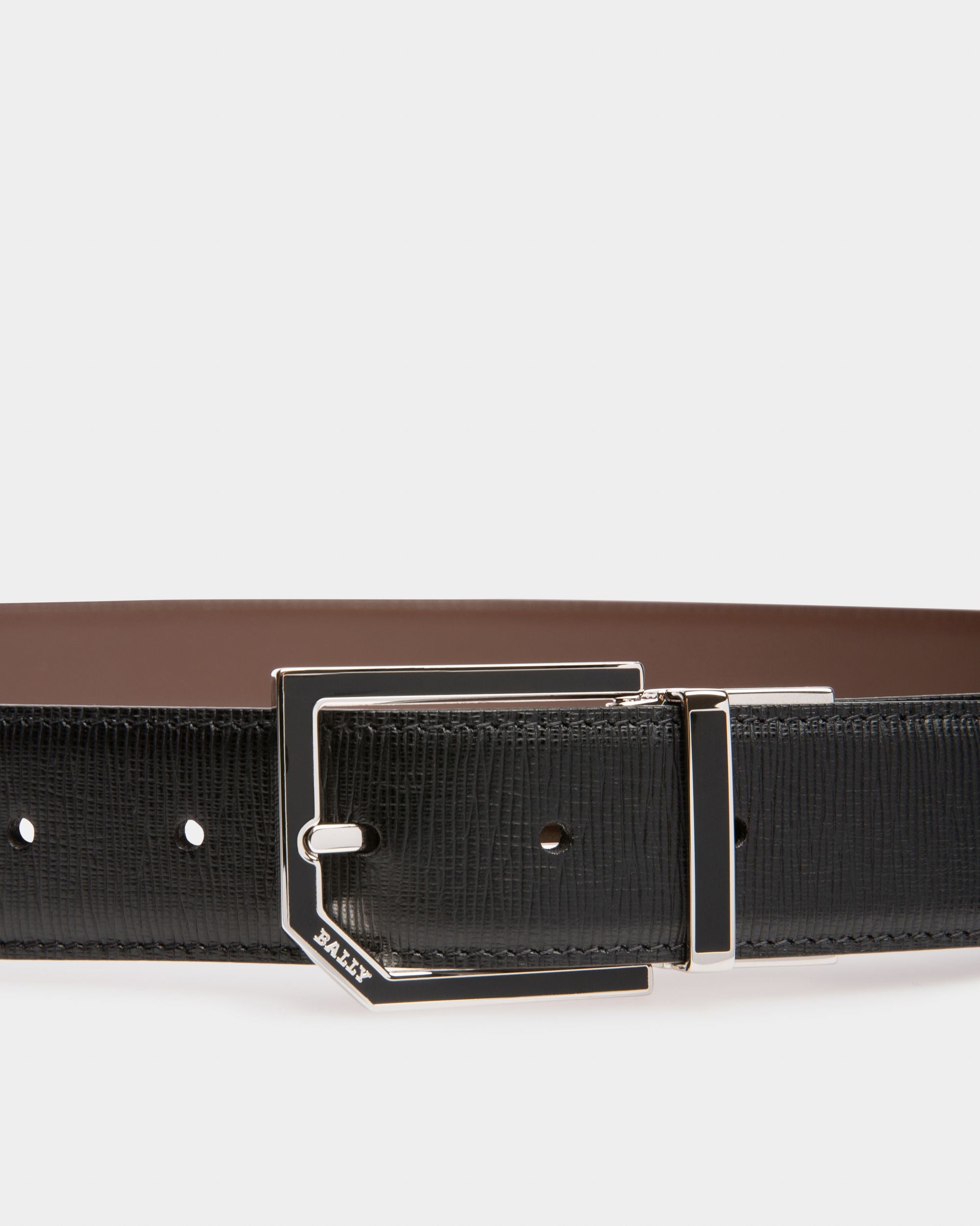 Cinturón Charlton 35 Mm Ajustable Y Reversible De Piel Negra Y Marrón - Hombre - Bally - 03