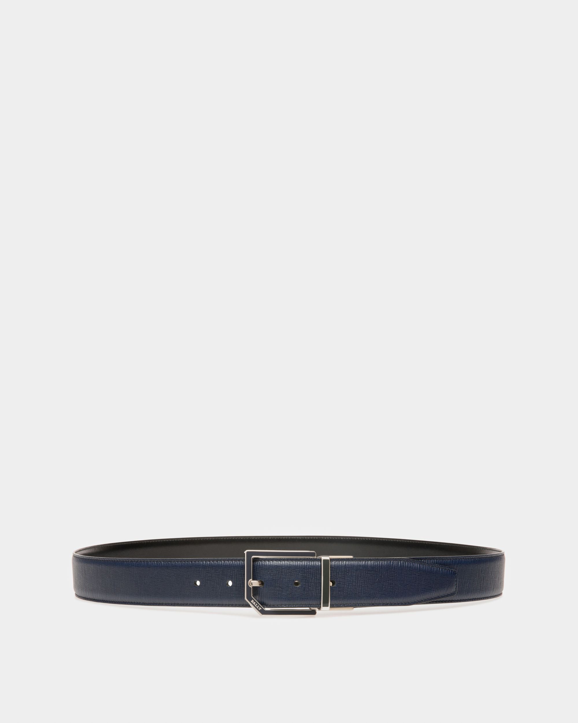 Cinturón Charlton 35 Mm De Piel Navy Y Negro - Hombre - Bally - 01