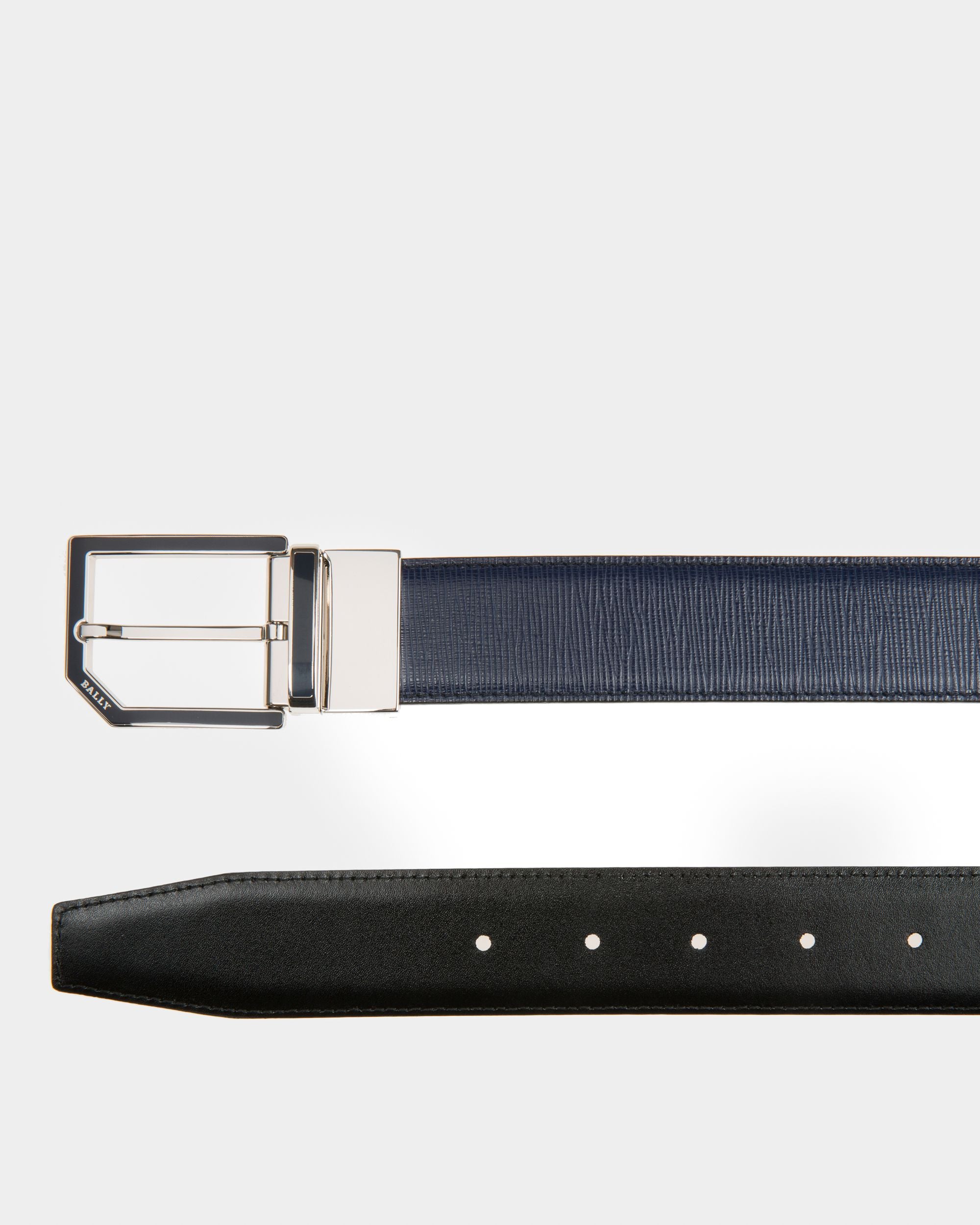 Cinturón Charlton 35 Mm De Piel Navy Y Negro - Hombre - Bally - 02