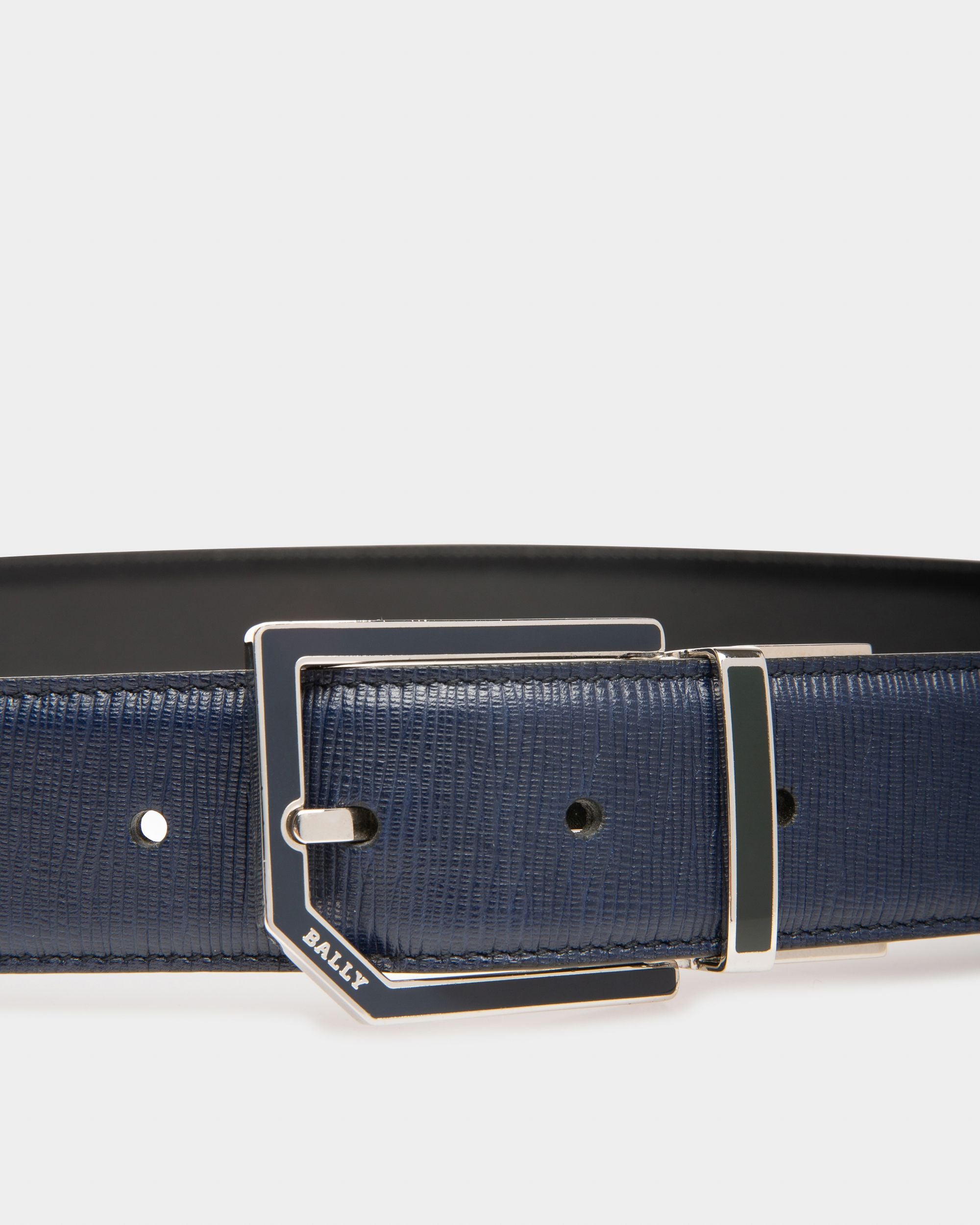 Cinturón Charlton 35 Mm De Piel Navy Y Negro - Hombre - Bally - 03