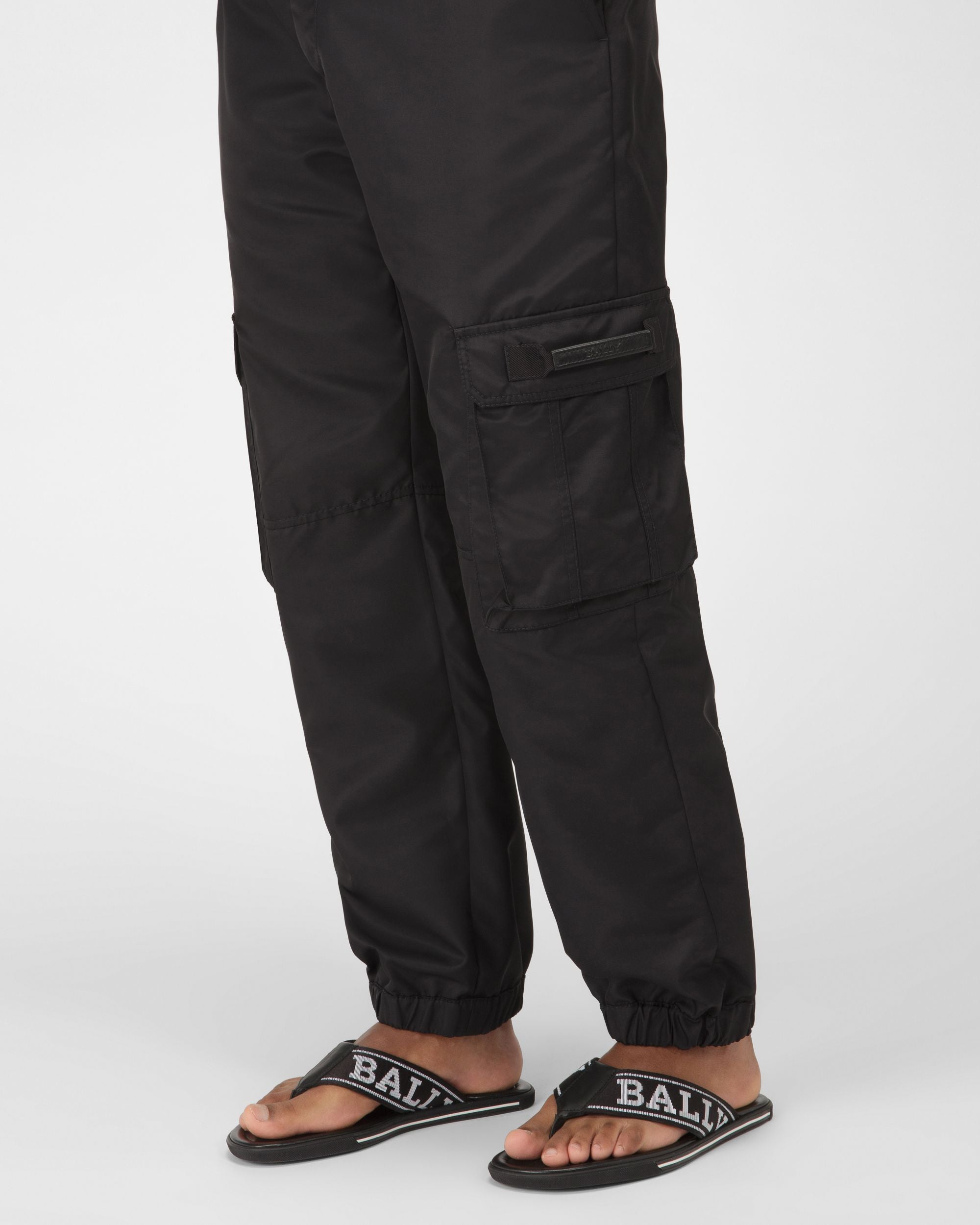 Border Fabric & Leather Sandals In Black - Men's - Bally - 02