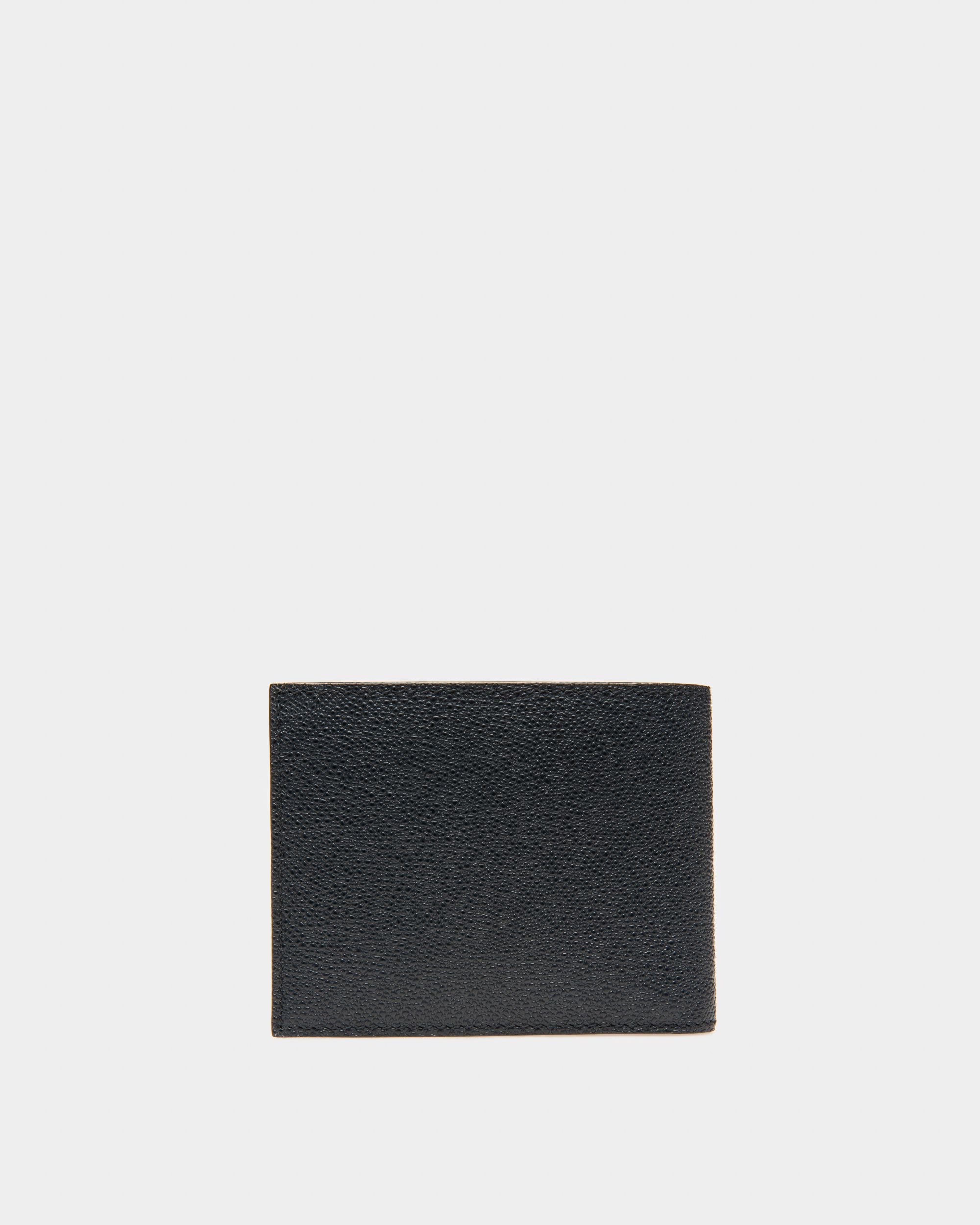 Lettering Wallet In Dark Blue Embossed Leather - Men's - Bally - 02