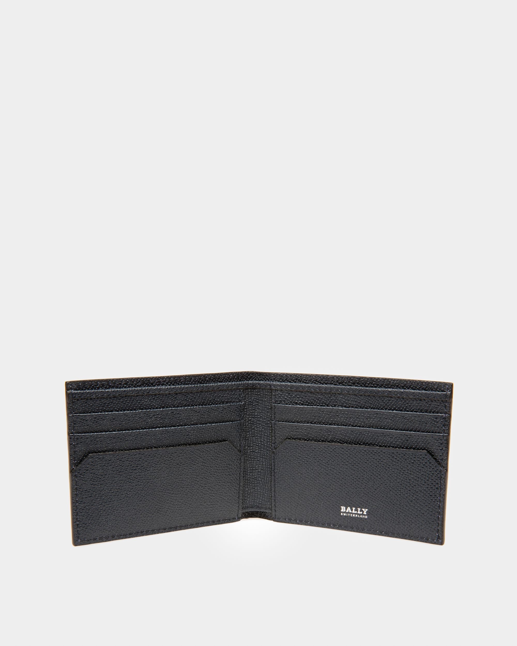 Lettering Wallet In Dark Blue Embossed Leather - Men's - Bally - 03