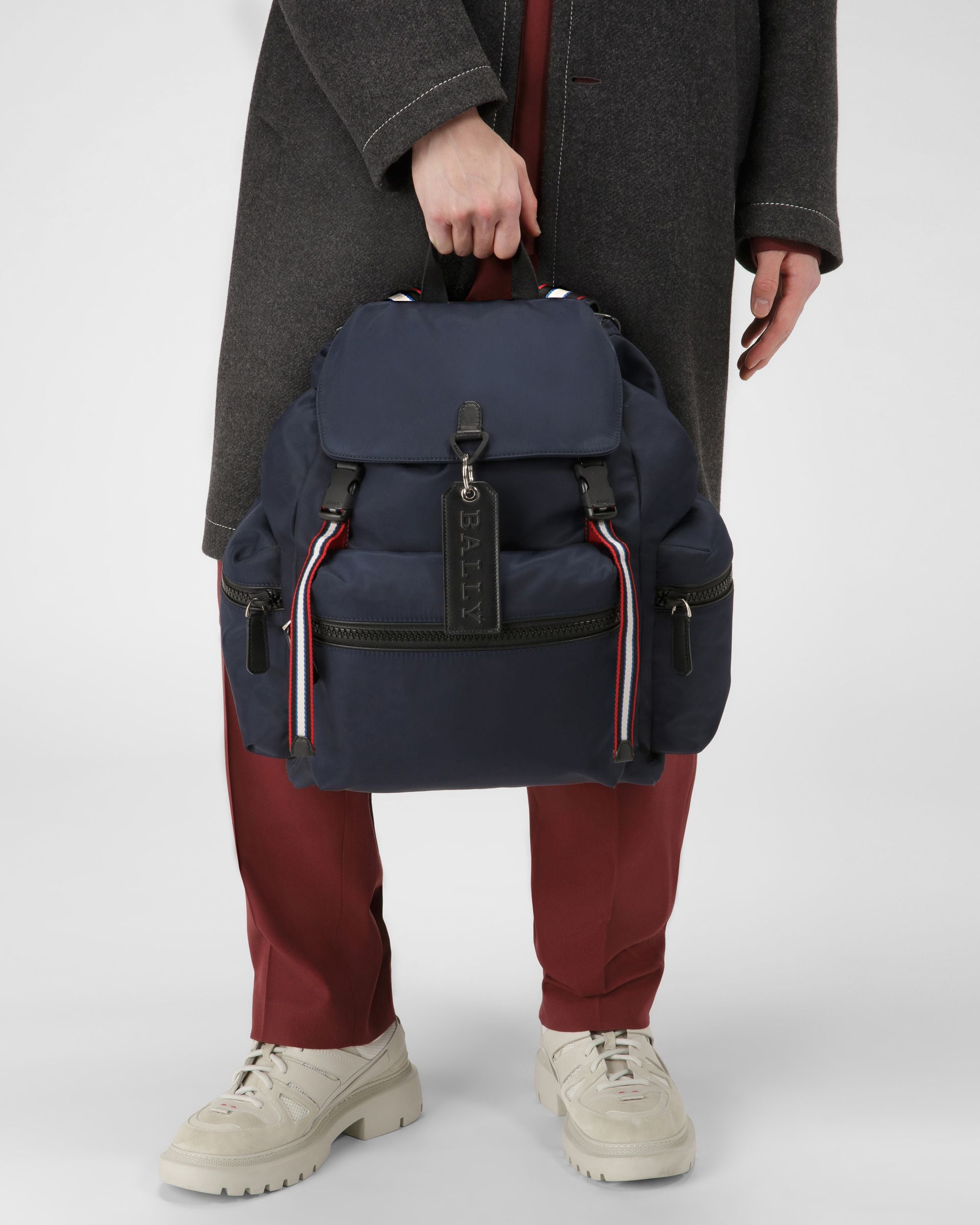 Crew Nylon Backpack In Navy - Men's - Bally - 01