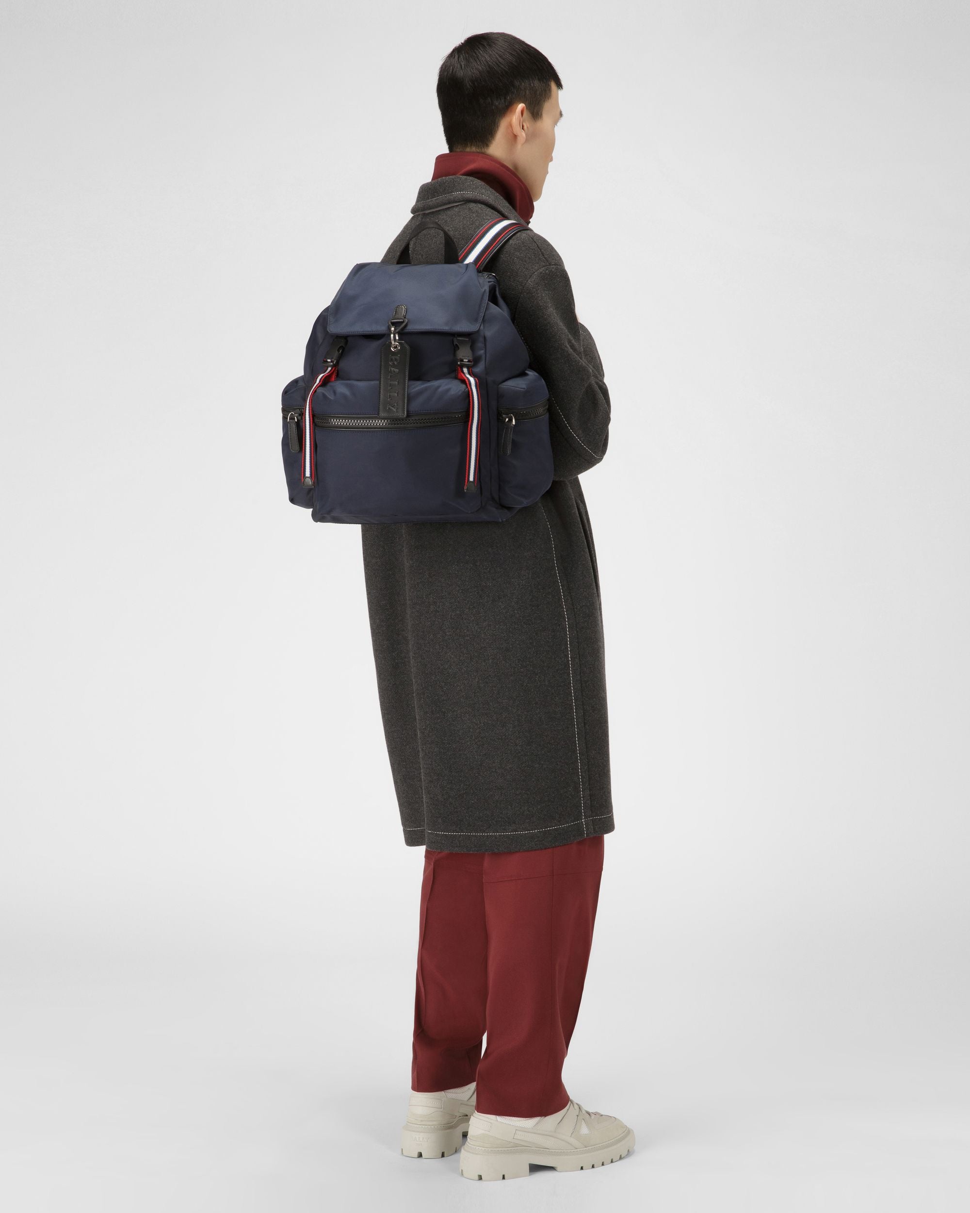 Crew Nylon Backpack In Navy - Men's - Bally - 02