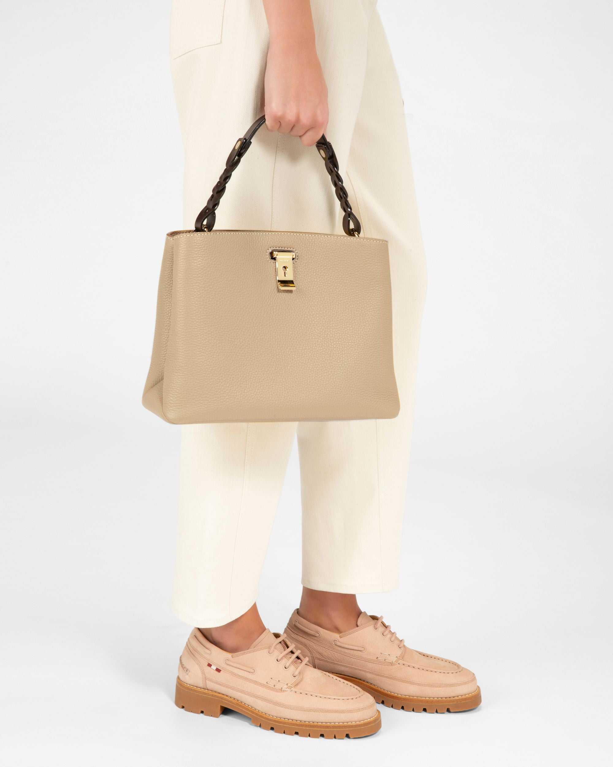 Lucyle Bolso De Hombro En Cuero De Color Beige Claro - Mujer - Bally - 02
