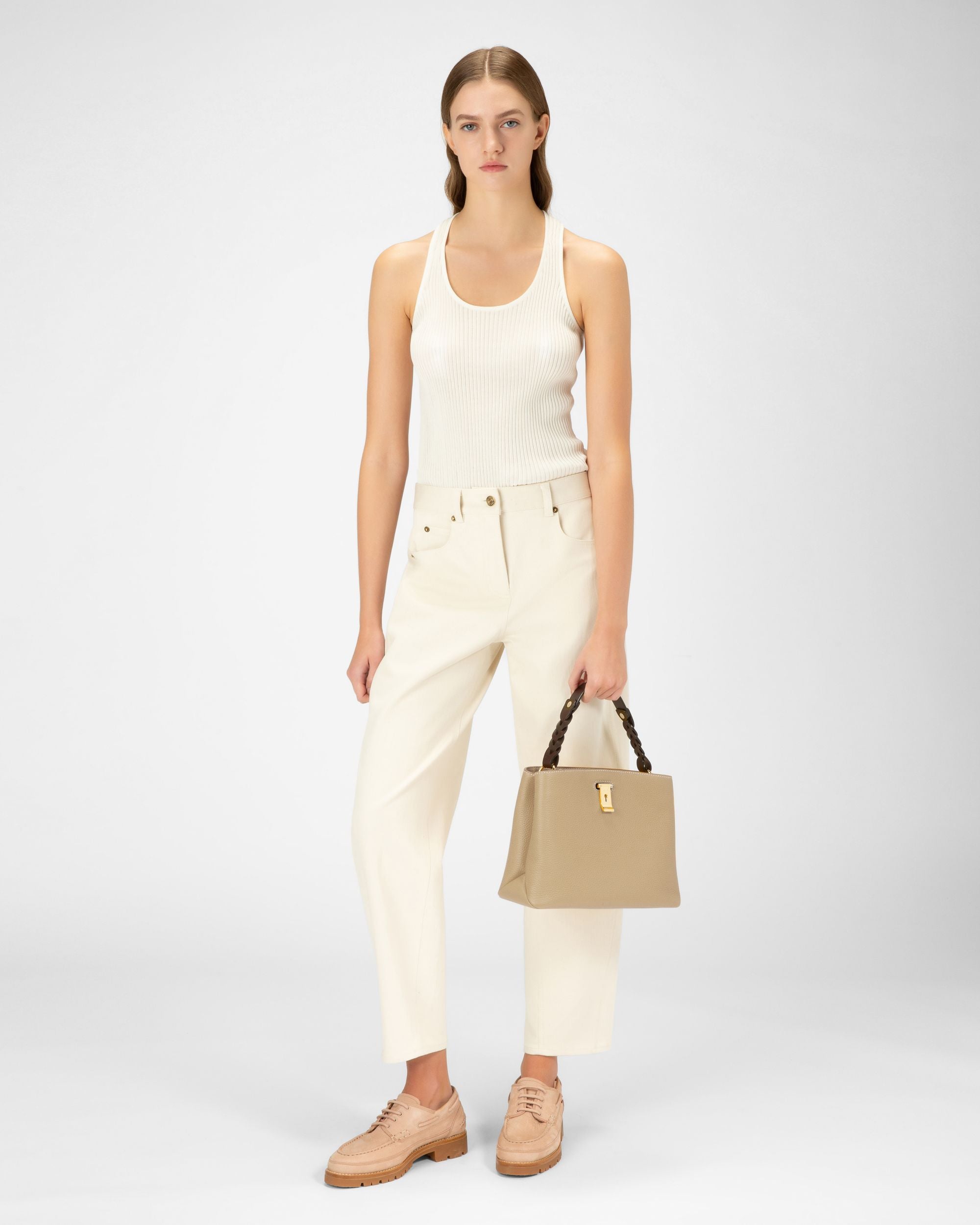Lucyle Bolso De Hombro En Cuero De Color Beige Claro - Mujer - Bally - 06