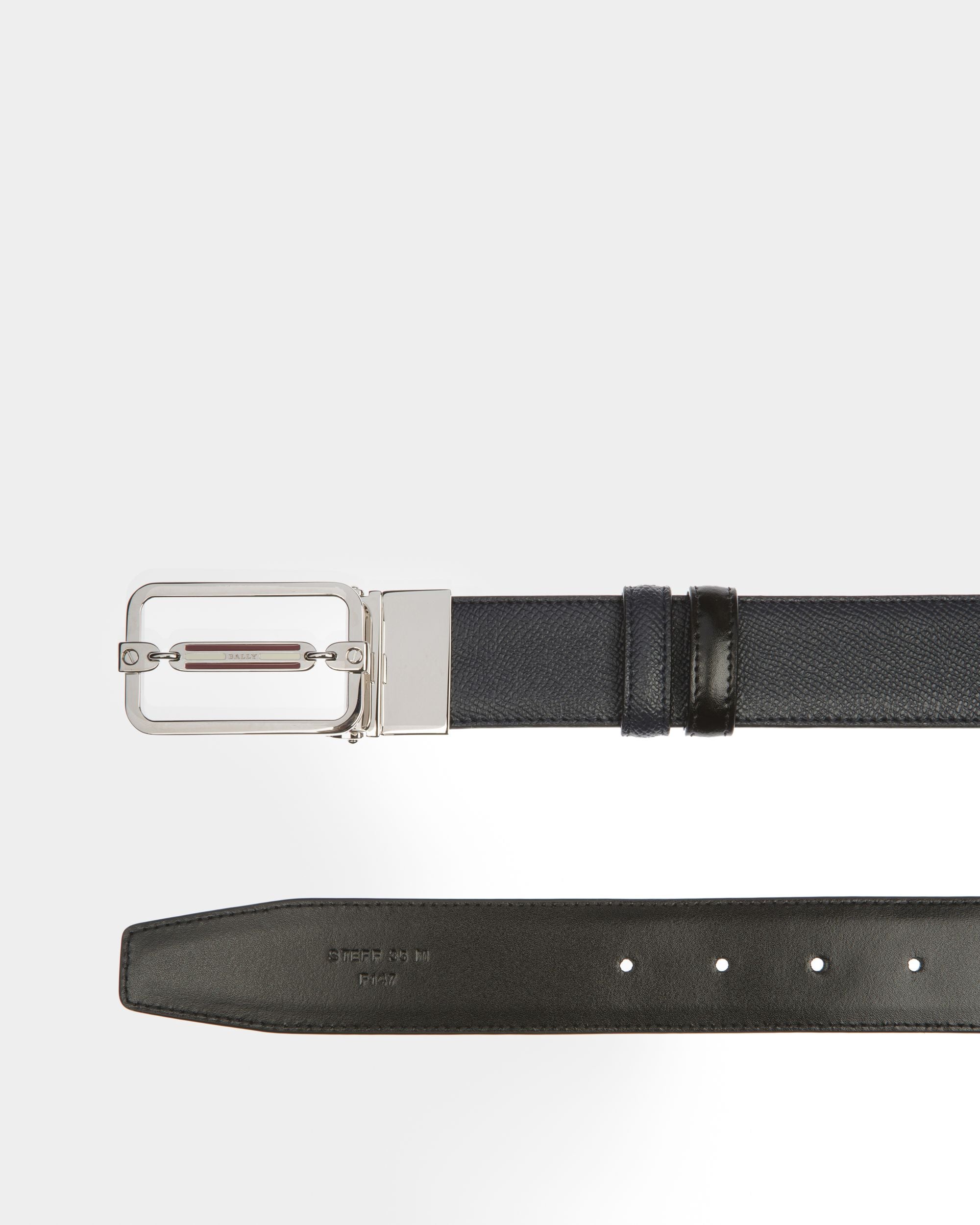 Steff Belt 35Mm In Blue Leather - Men's - Bally - 02