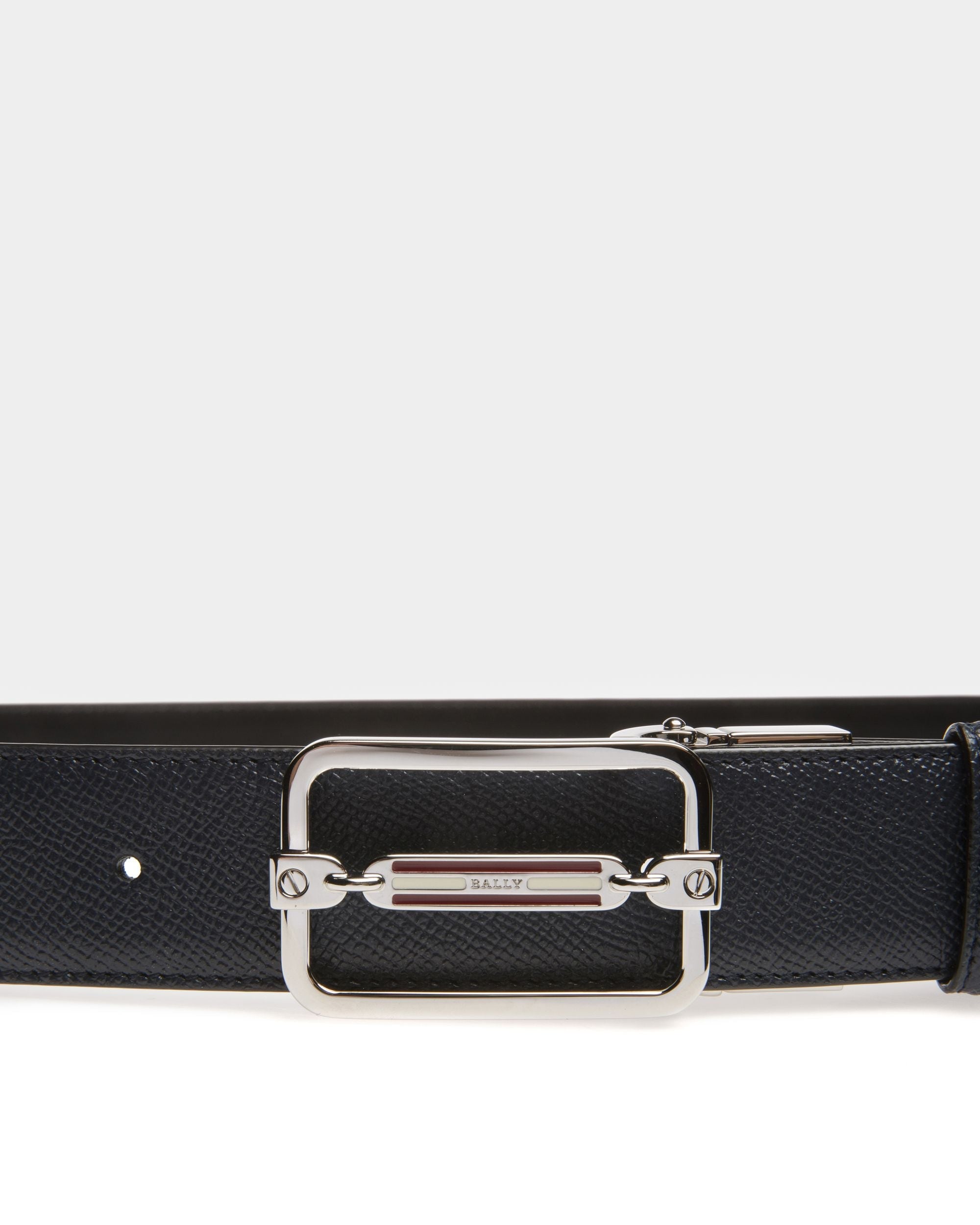 Steff Belt 35Mm In Blue Leather - Men's - Bally - 03