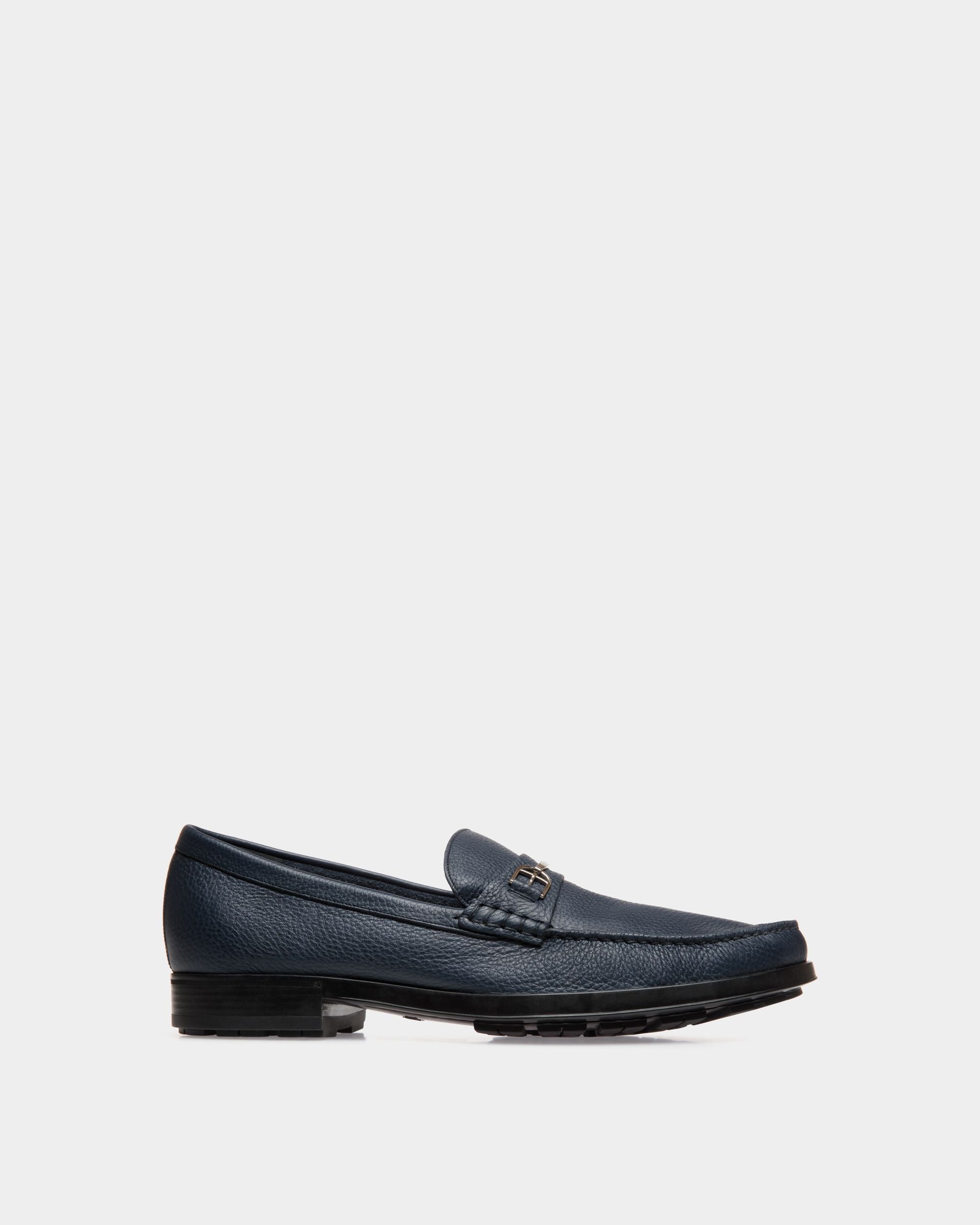 Moccassin In Blue Leather - Men's - Bally - 01