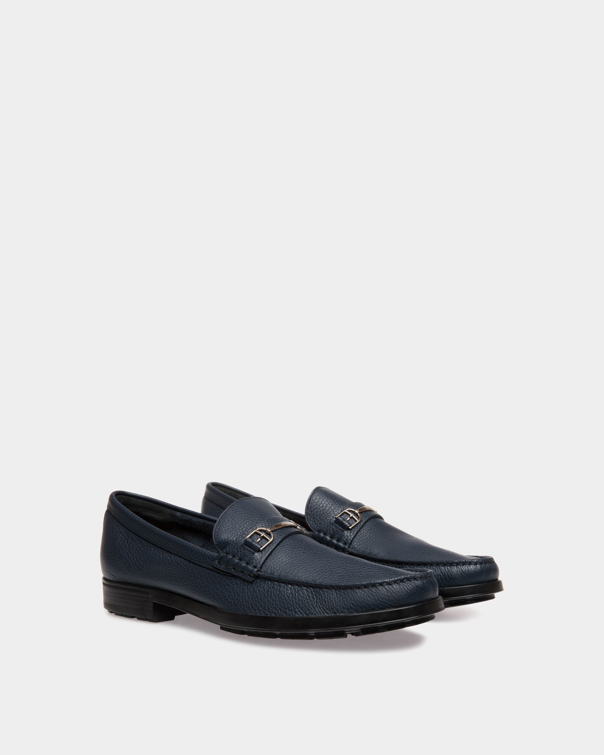 Moccassin In Blue Leather - Men's - Bally - 02