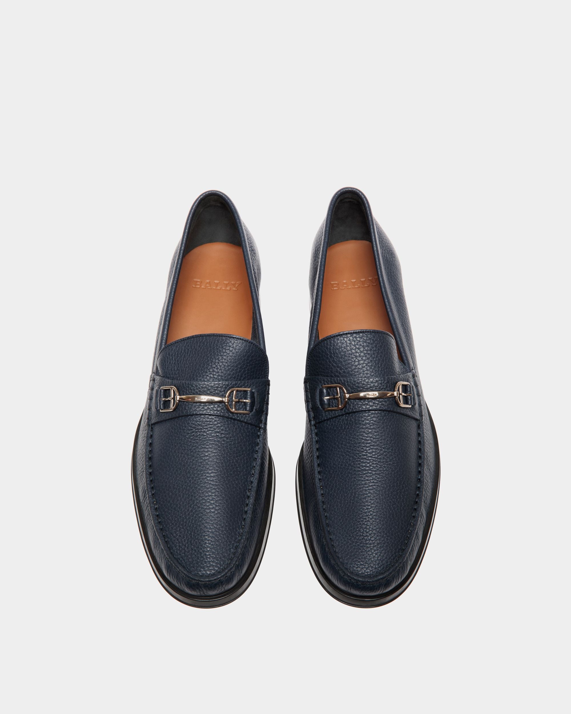 Moccassin In Blue Leather - Men's - Bally - 04
