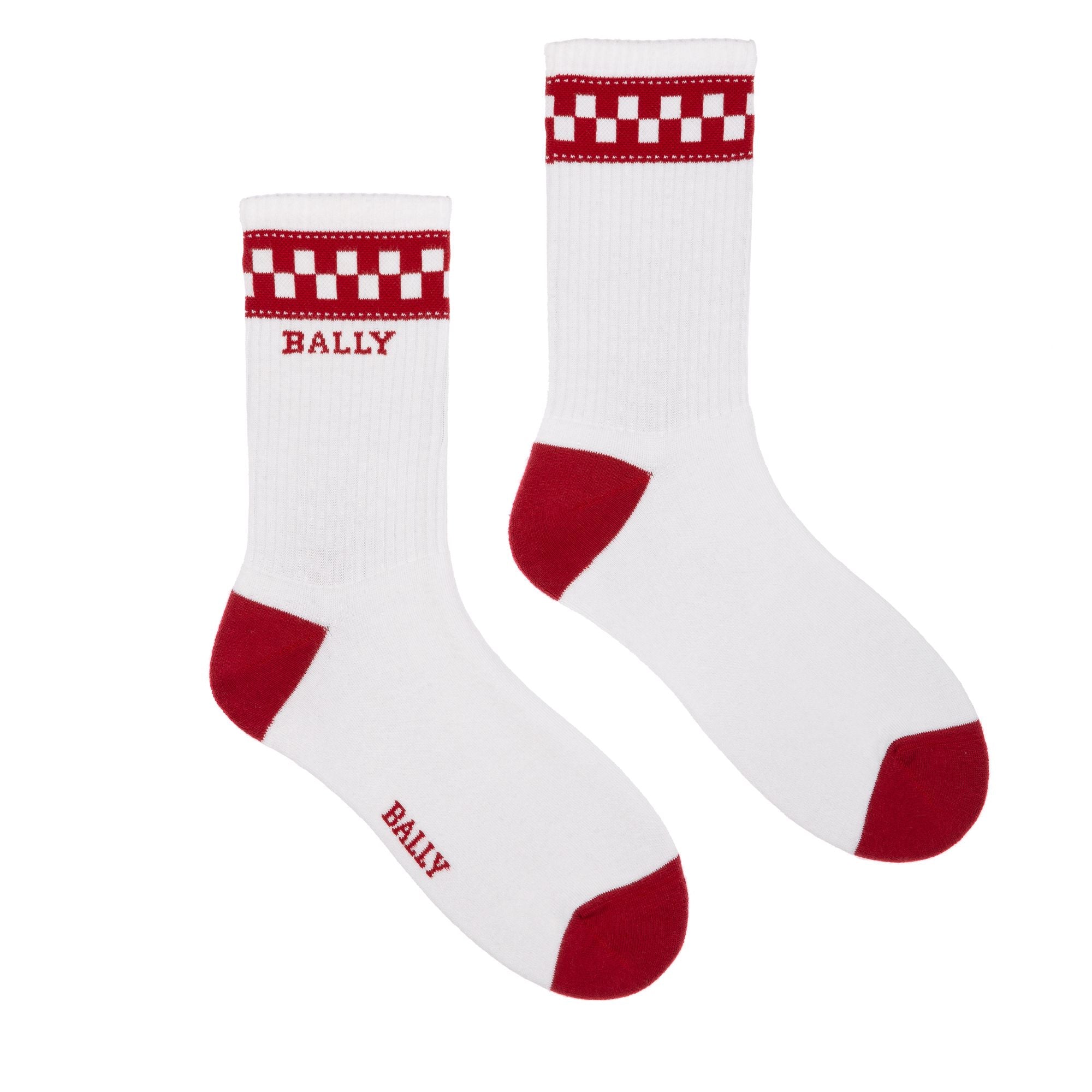 Socks in White and Red Cotton - Men's - Bally - 01